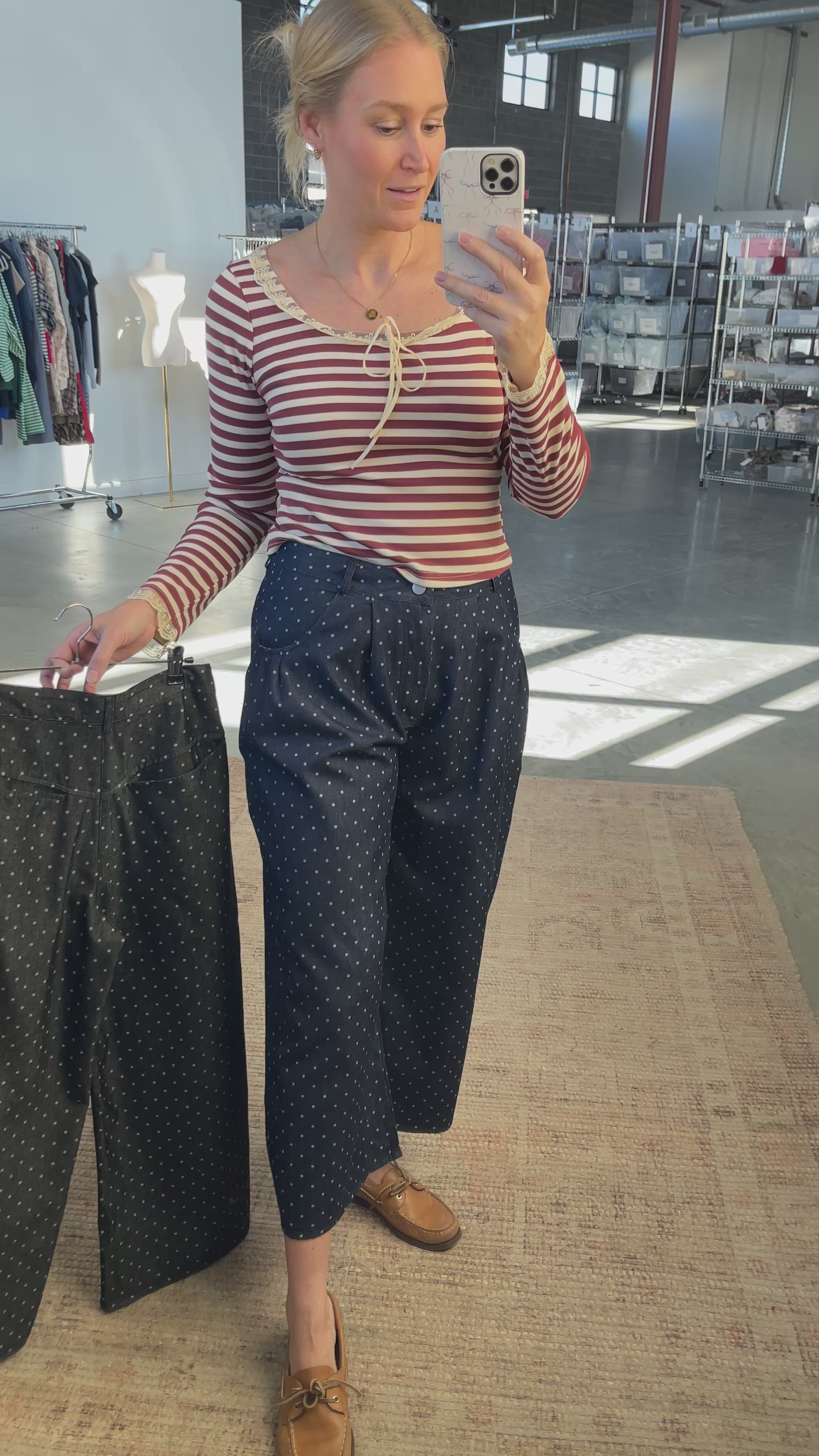 FINAL SALE - Denim Dot Pants in Black
