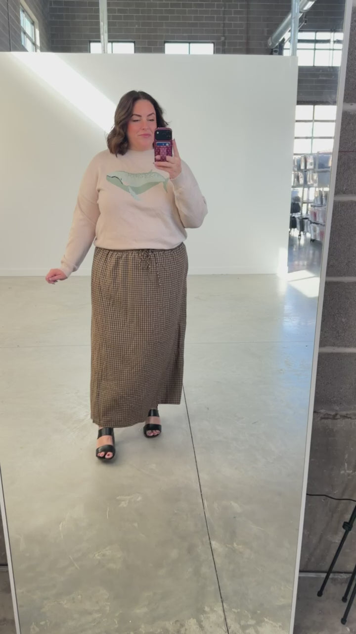 Chilton Gingham Skirt in Brown
