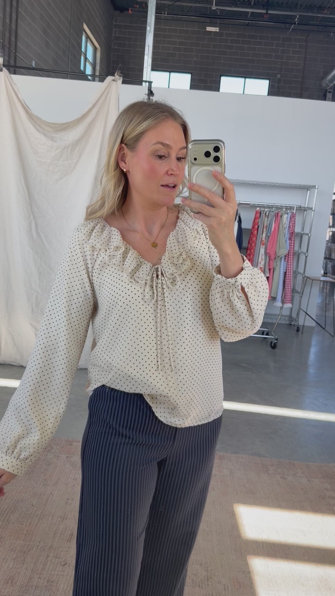 Cherie Polka Dot Ruffle Top