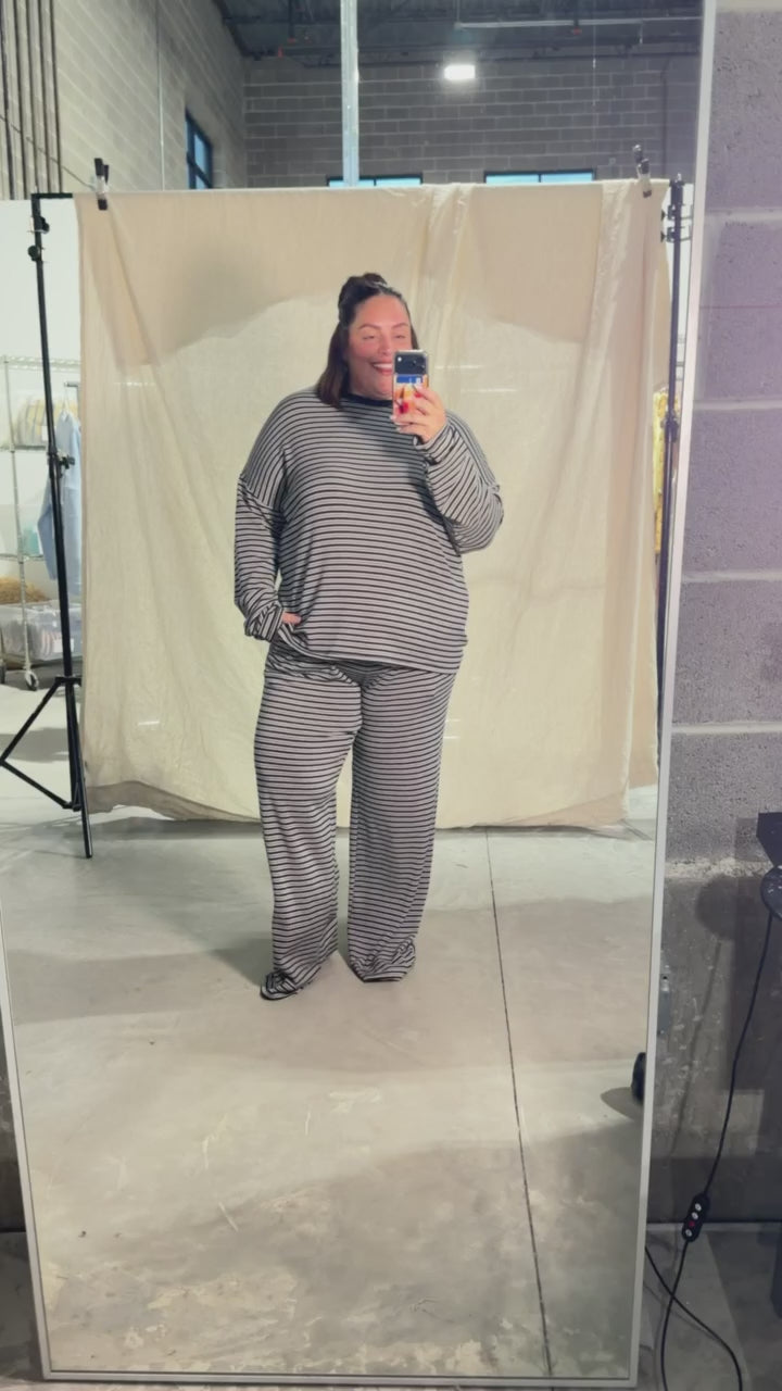 Skylar Stripe Pants in Wine