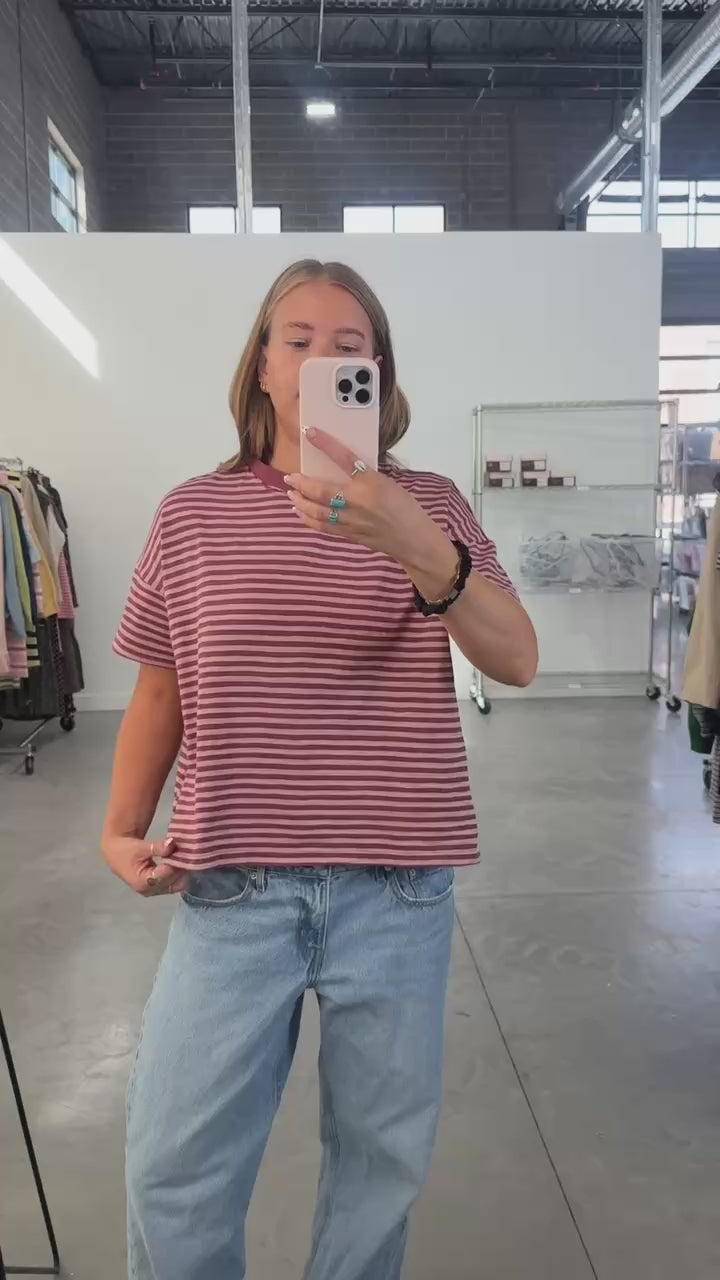 Jess Stripe Tee in Brown