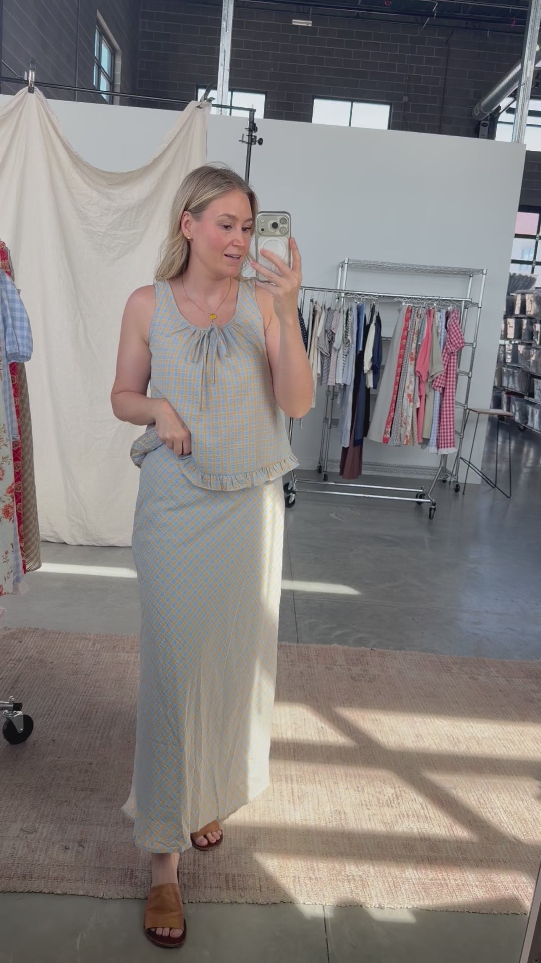 Adelaide Checkered Tank in Blue