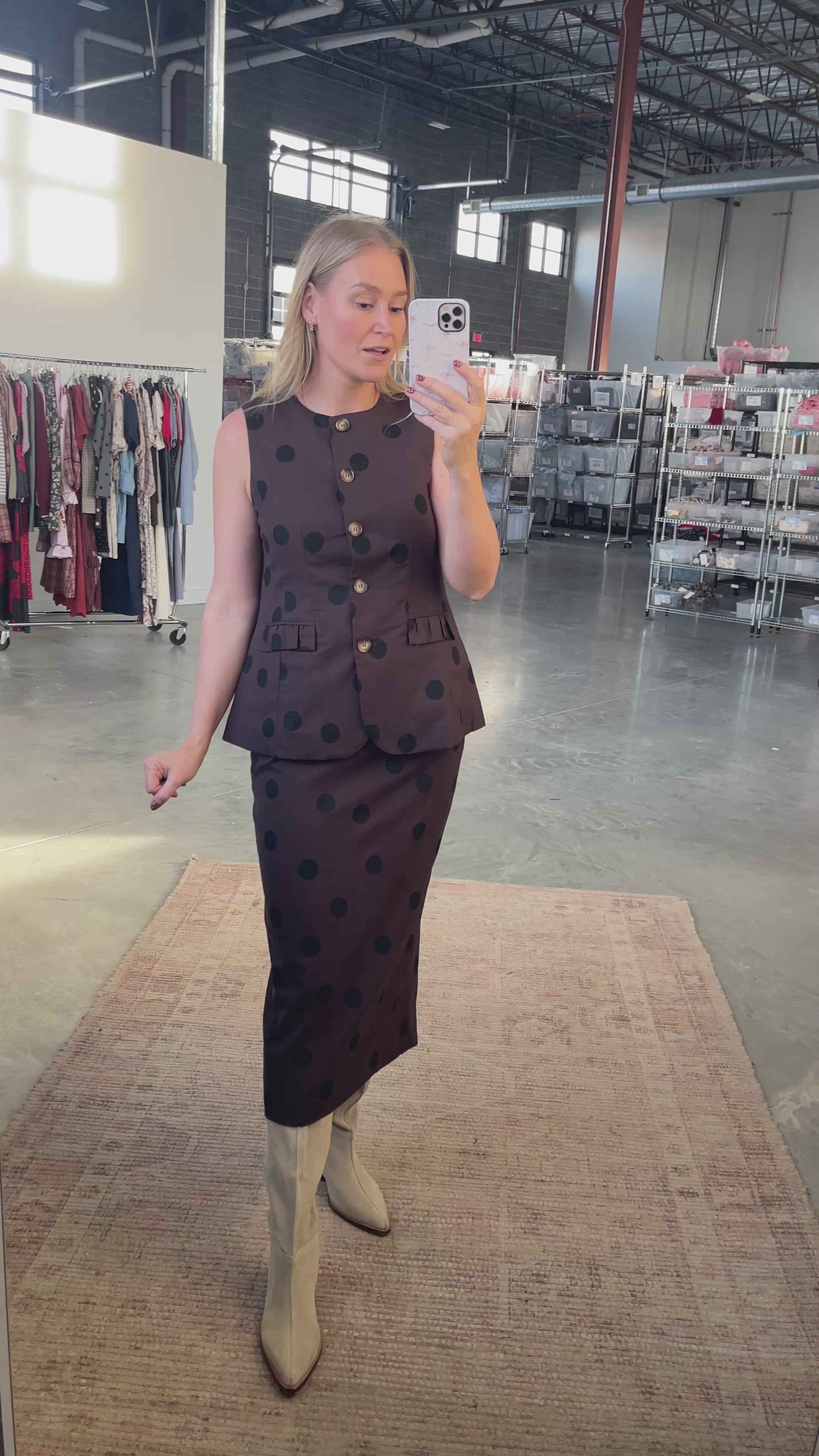 FINAL SALE - Stella Chocolate Polka Dot Pencil Skirt