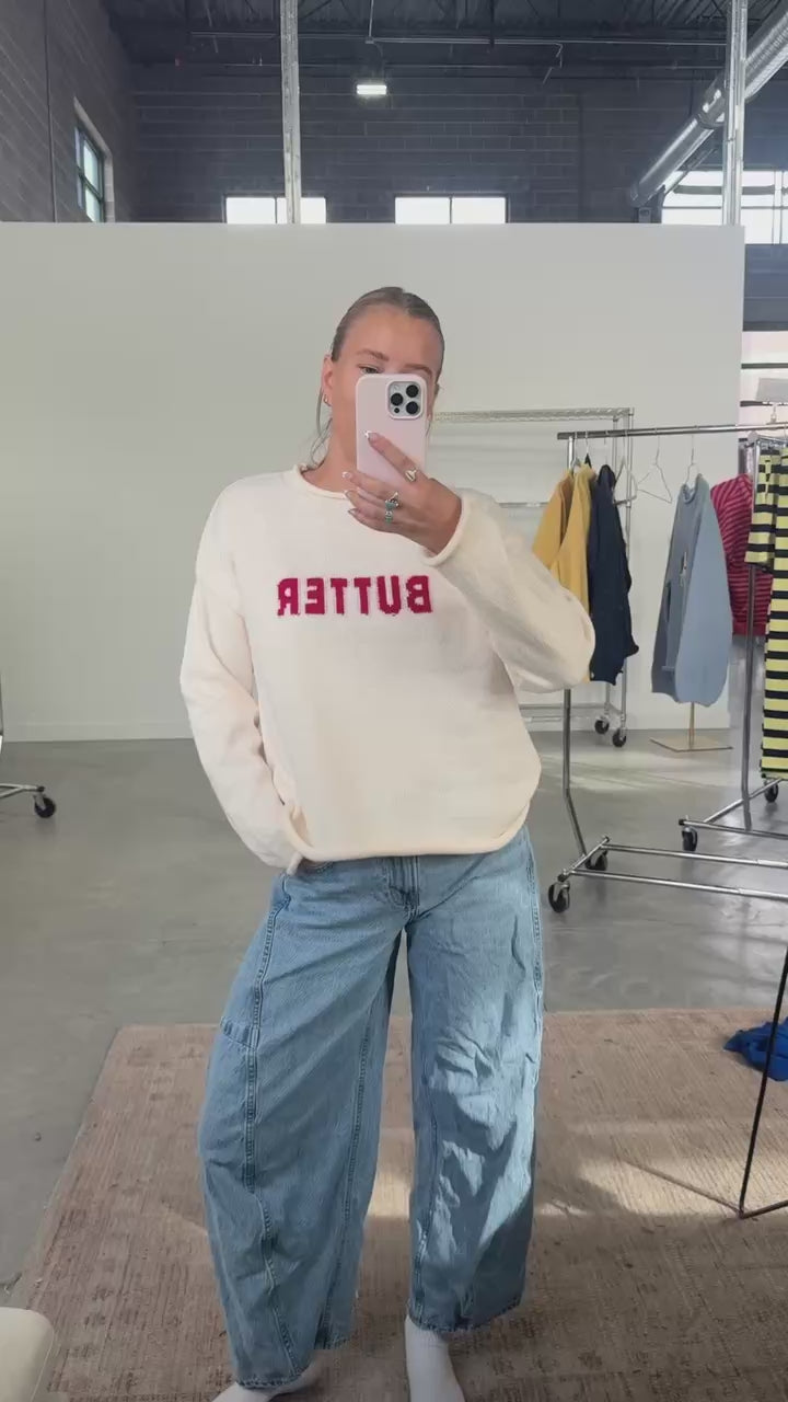 Butter Sweater in Butter/Blue