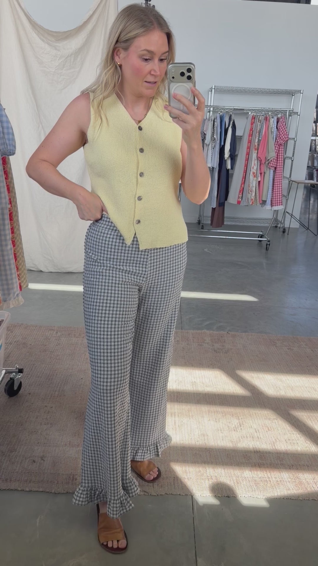 Sydney Gingham Pants in Black