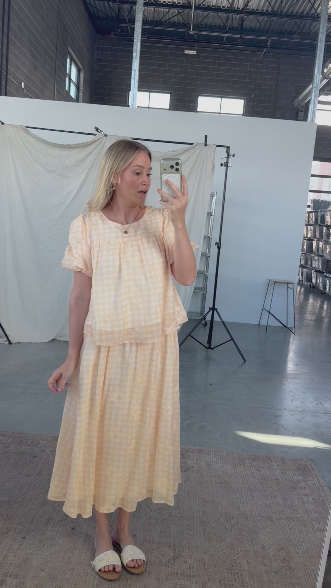 Holland Embroidered Gingham Blouse