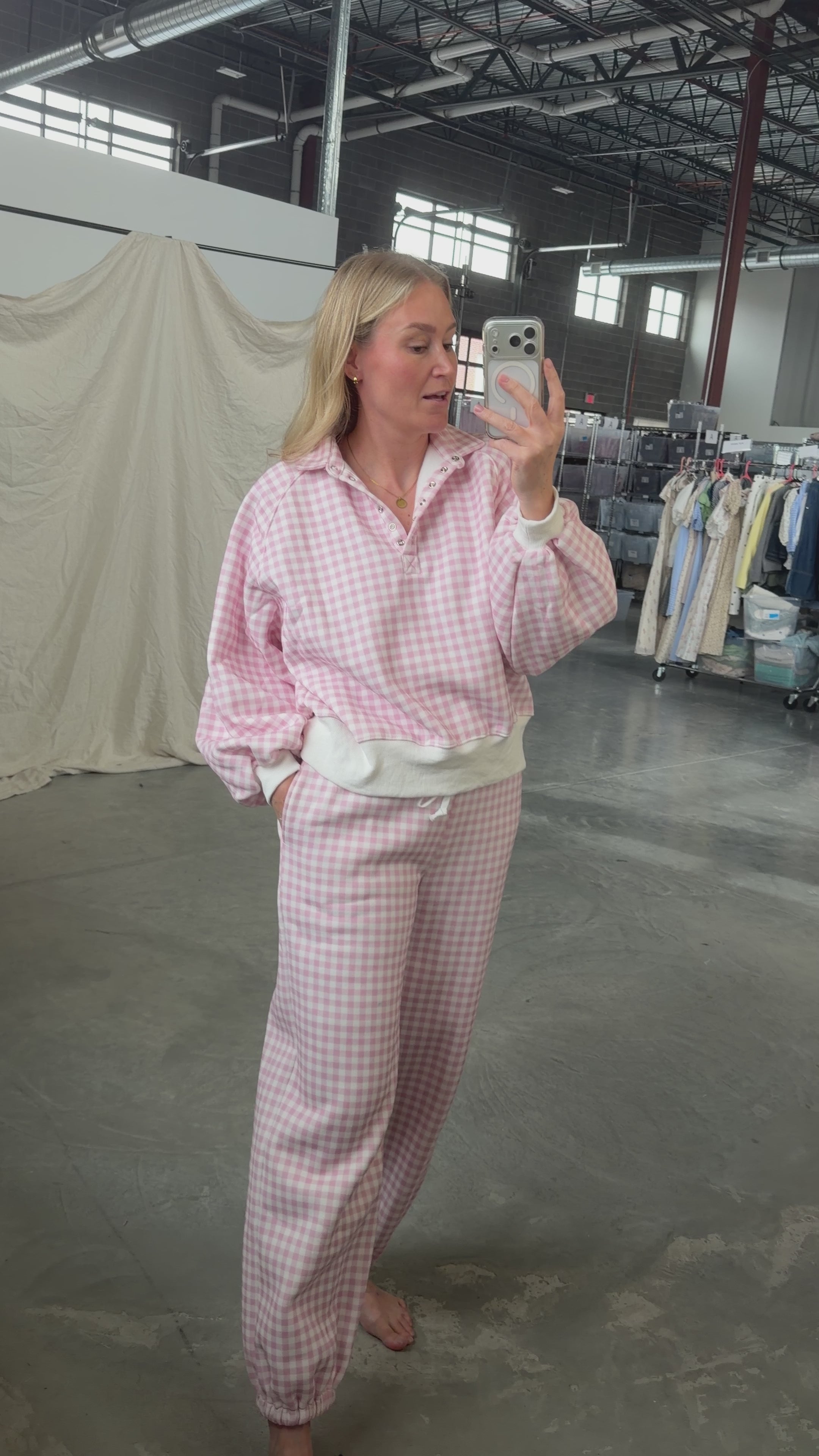 Dolly Gingham Pullover in Pink
