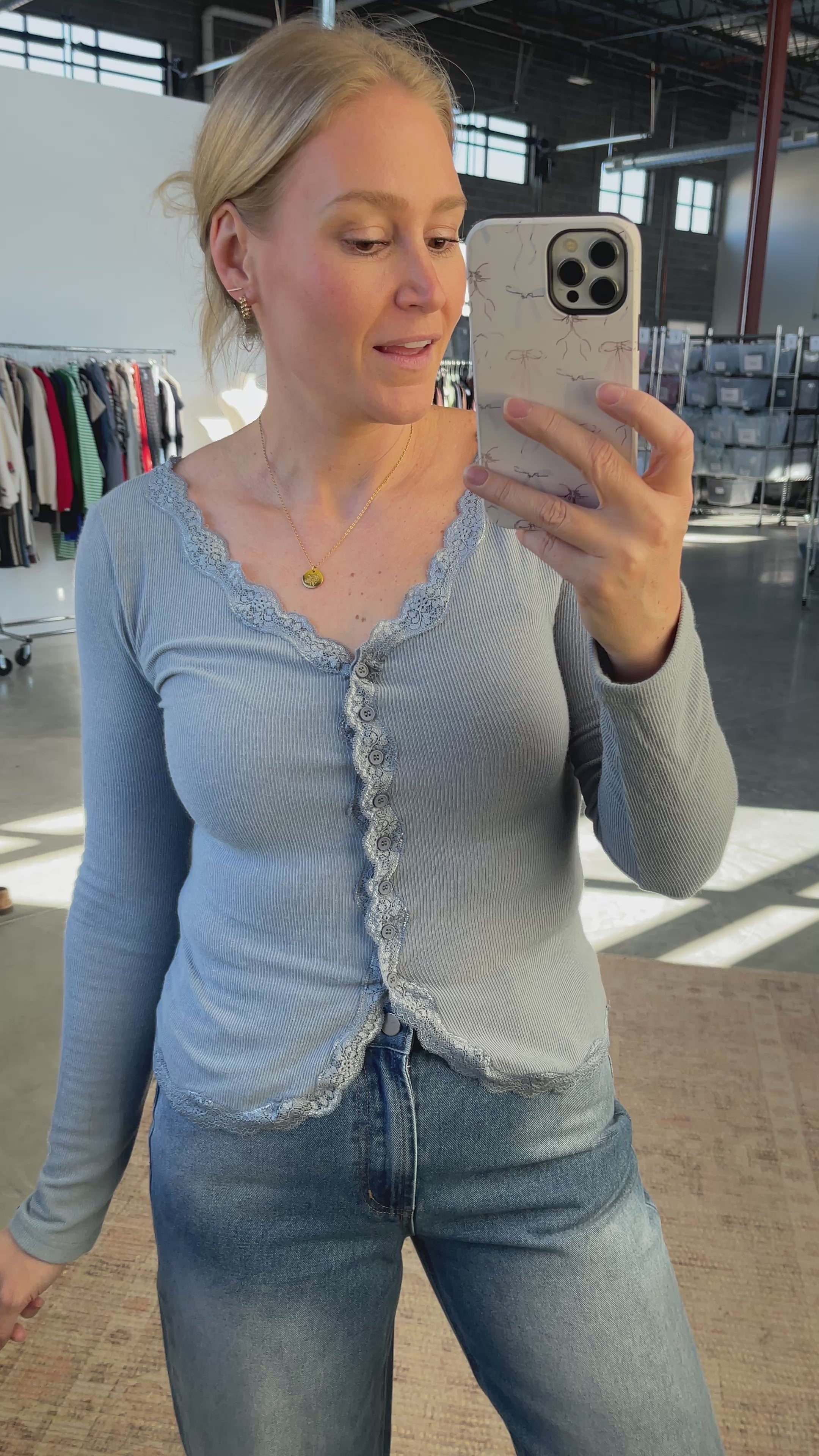 Emmie Lace Top In Light Blue