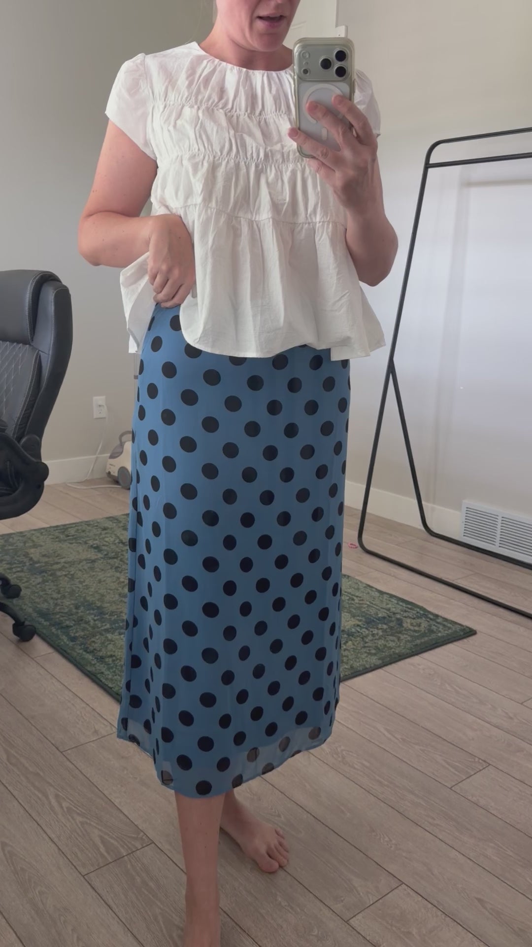 Jodi Dotted Mesh Skirt in Blue