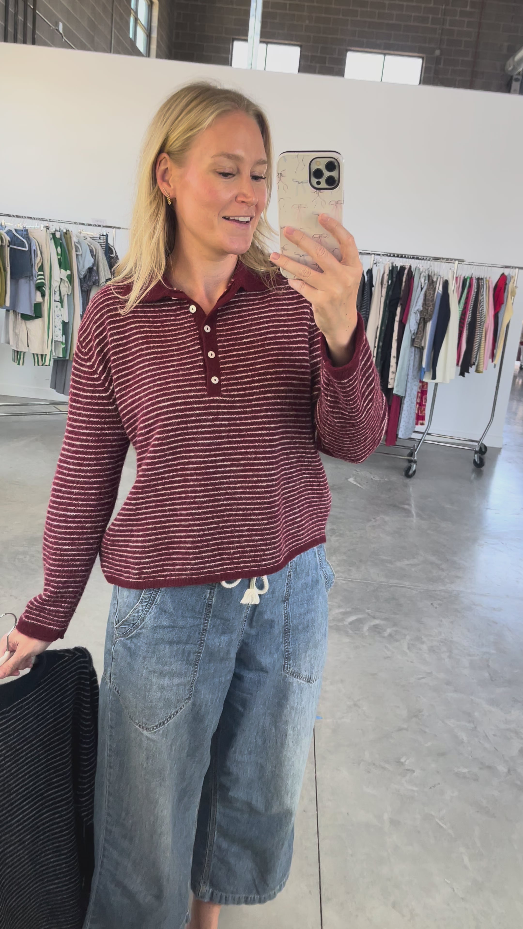 RRL STRIPE HENLEYNECK ストライプ ヘンリーネック RRL (ダブルアールエル) インディゴ ストライプド ジャカード ヘンリー