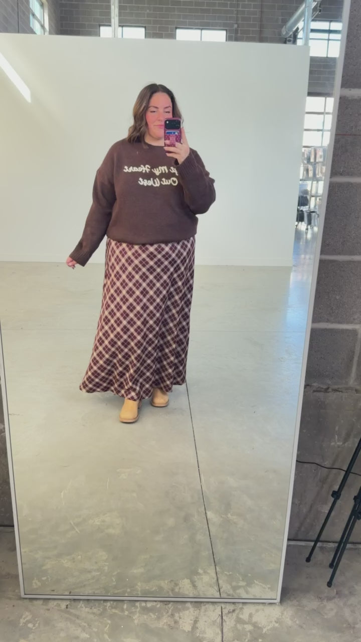 Burgundy Tartan Plaid Slip Skirt