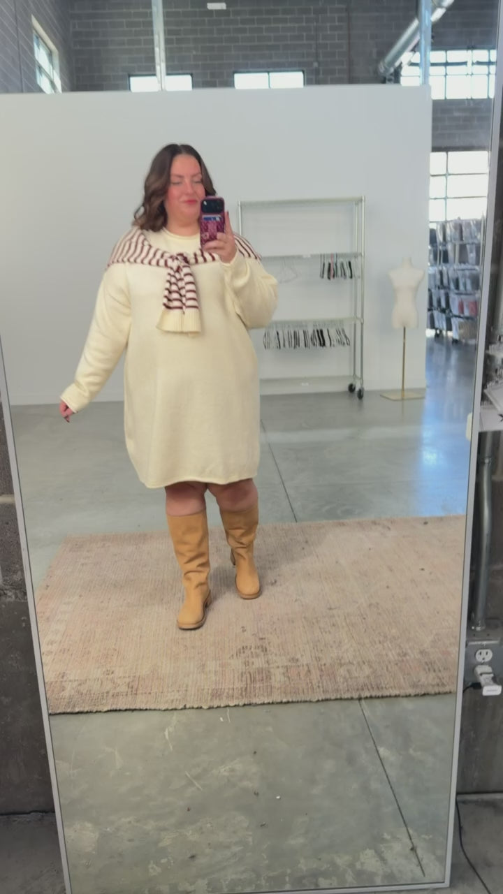 Sloane Layered Sweater Knit Dress in Cream
