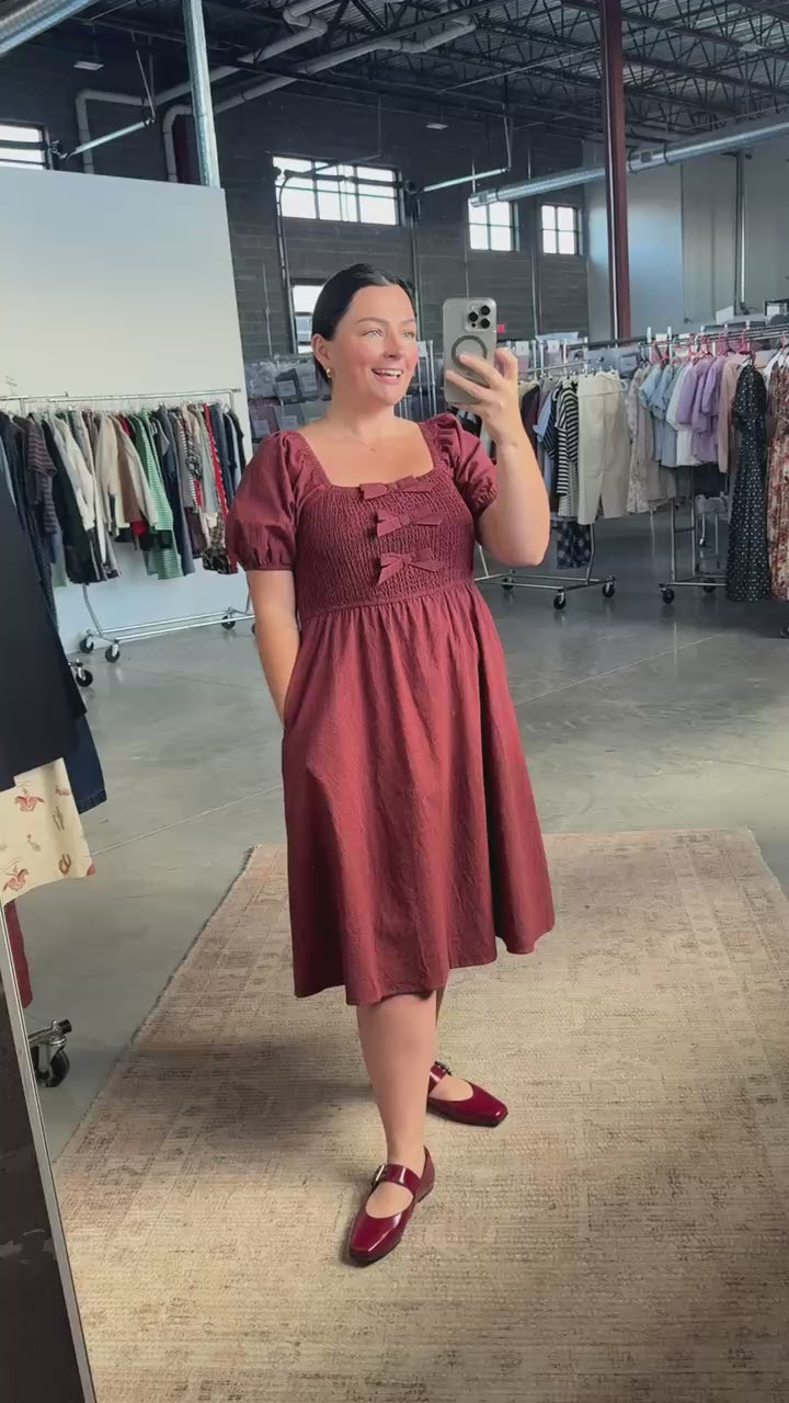 Shelby Gingham Midi in Brick