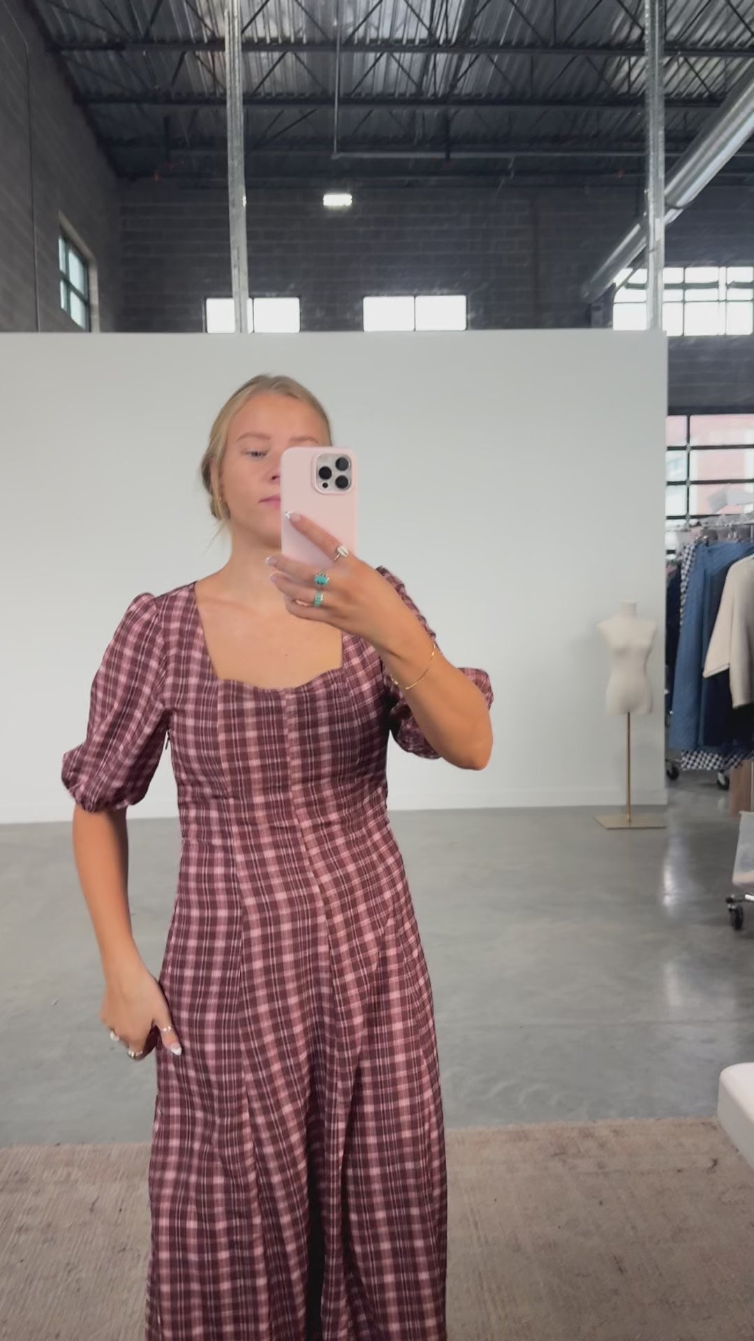 Bria Plaid Midi in Marsala