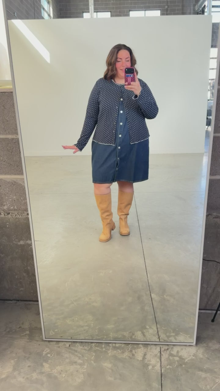 Darcy Dot Button Up Top in Navy