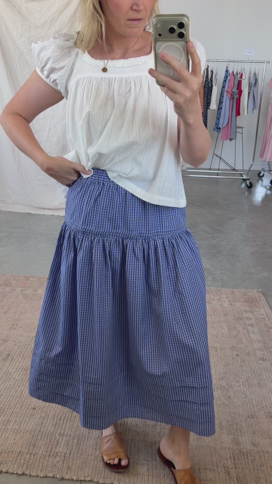 Bristol Plaid Skirt in Blue