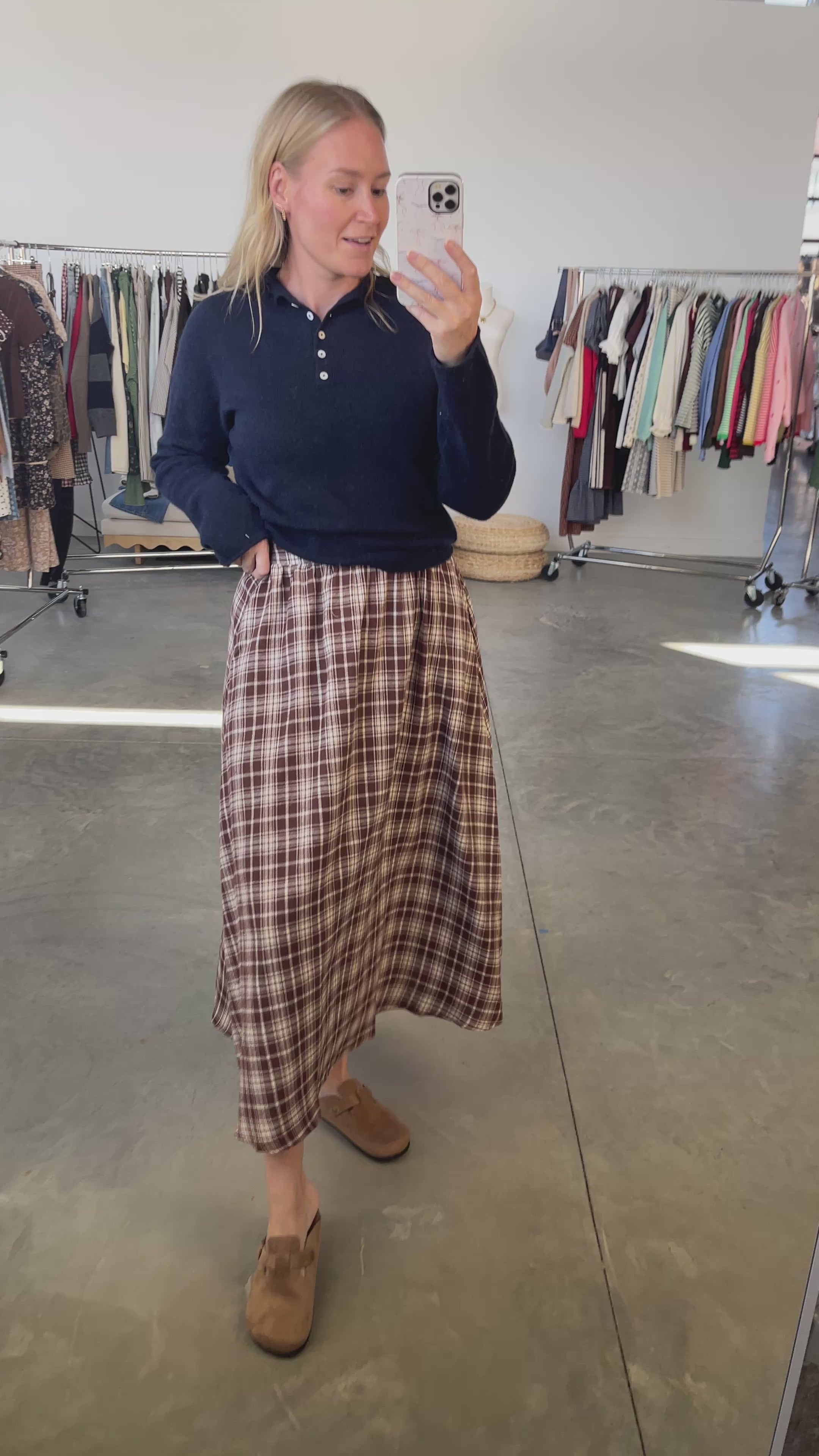 FINAL SALE - Tatum Plaid Maxi Skirt in Black