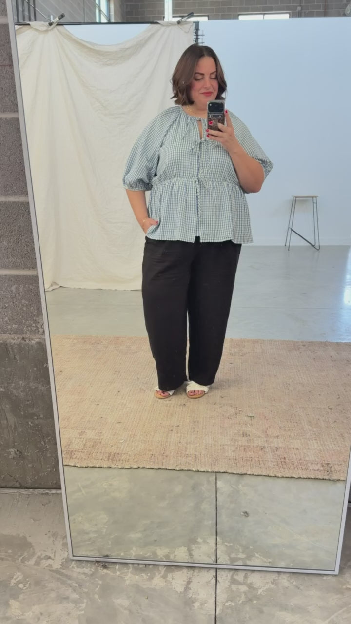 Blueberry Fields Gingham Tie Top