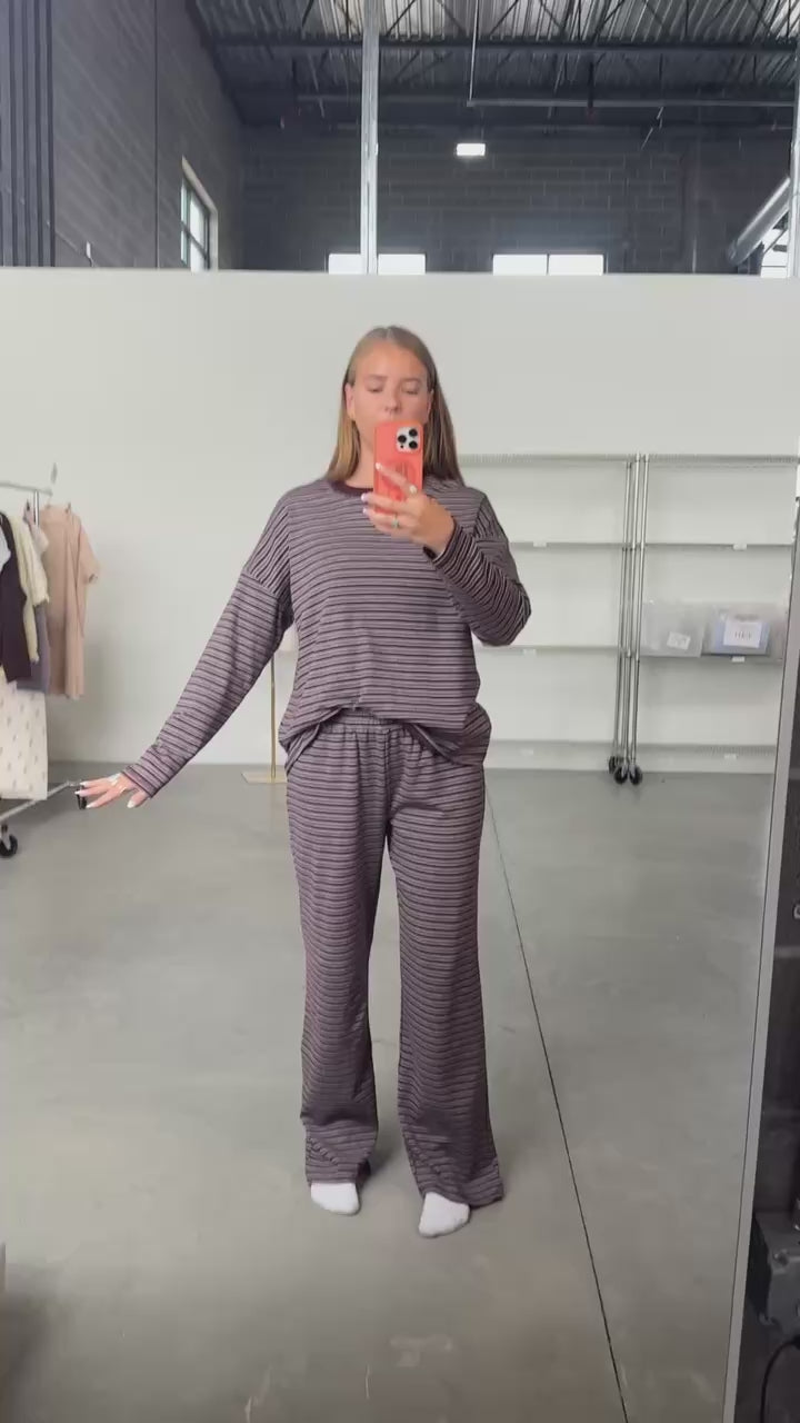 Carson Stripe Long Sleeve in Grey