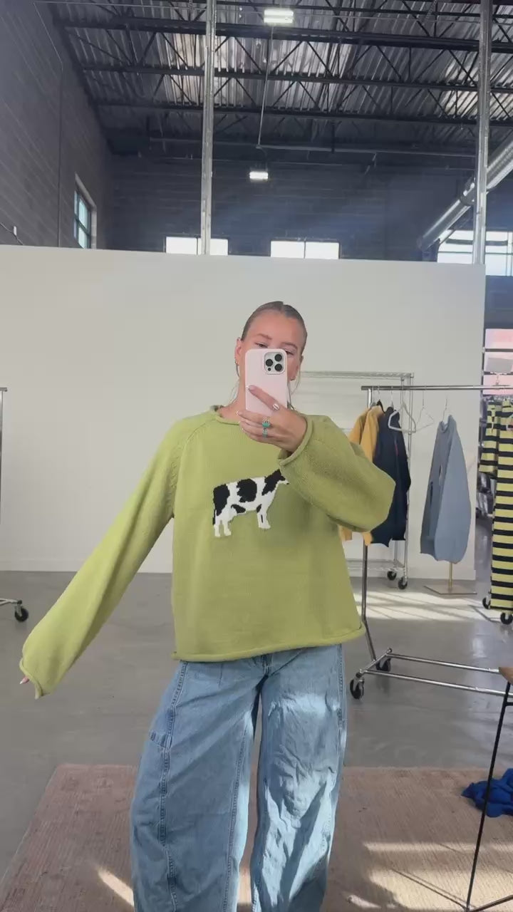 Cow Sweater in Green