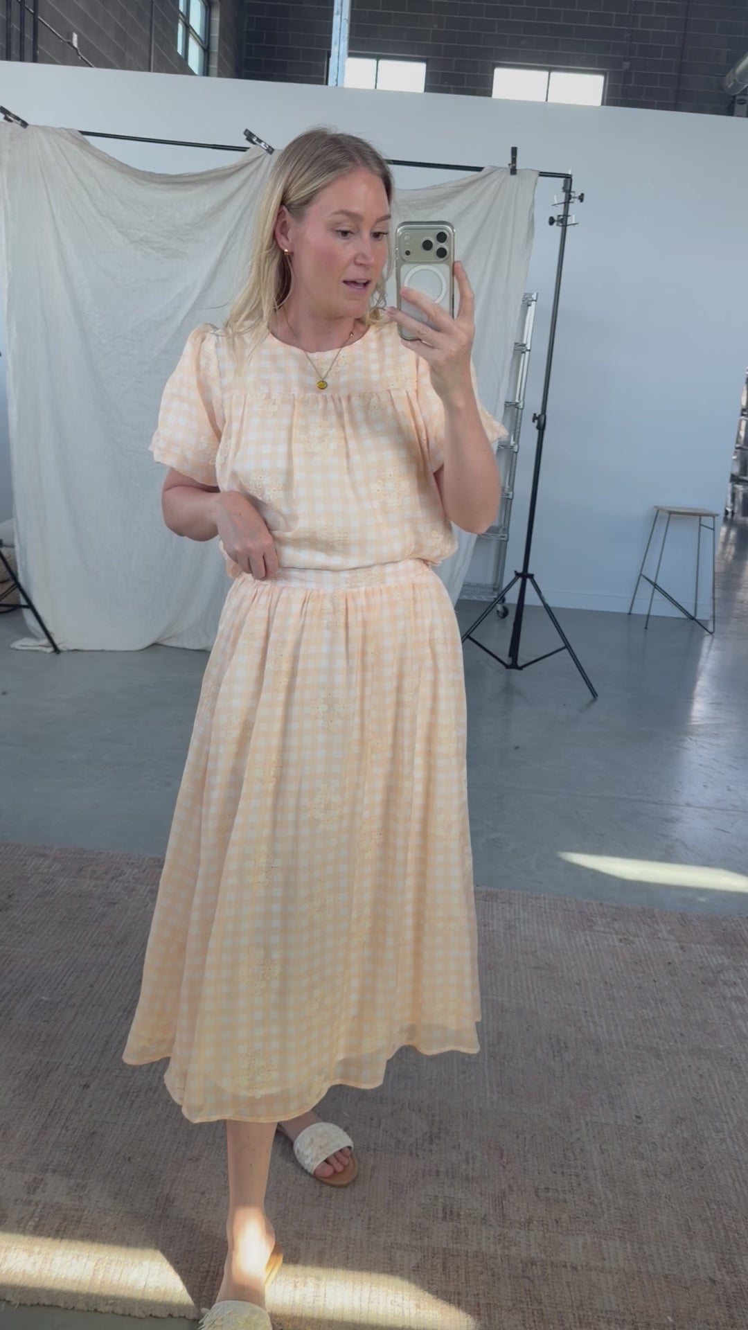 Holland Embroidered Gingham Blouse