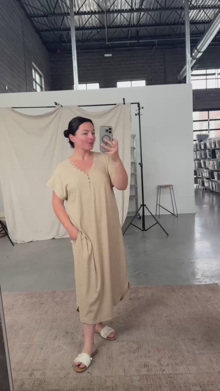 Shae Ribbed T-Shirt Dress in Camel