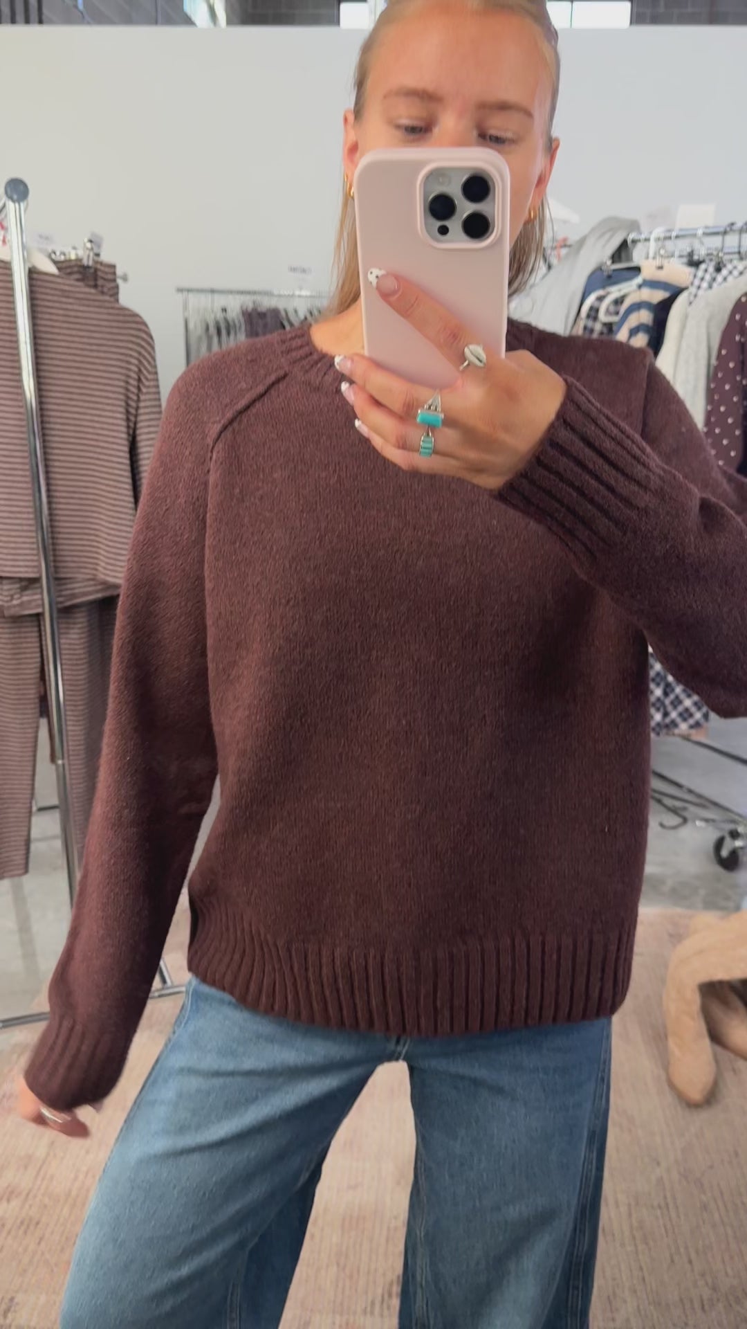 Solid Chocolate Knit Sweater