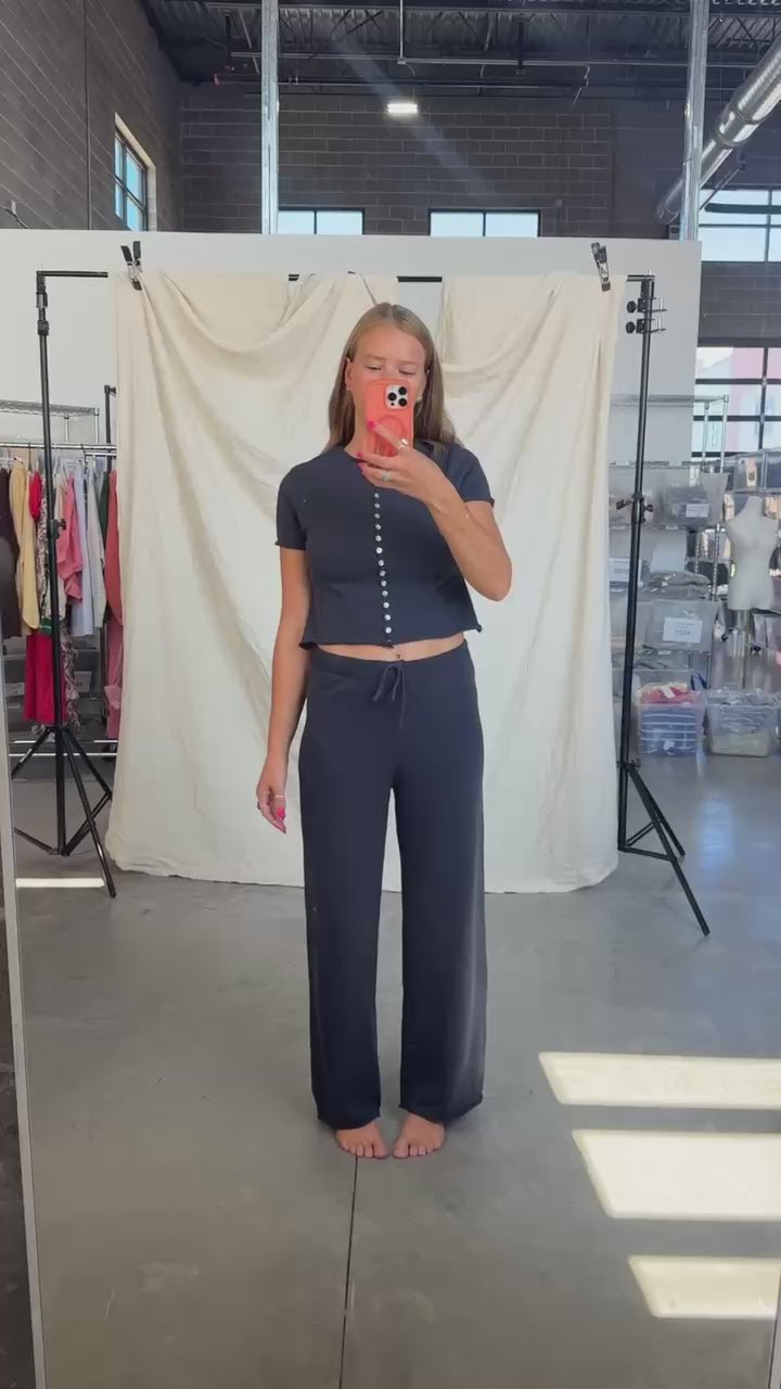 Cotton Knit Pants in Navy