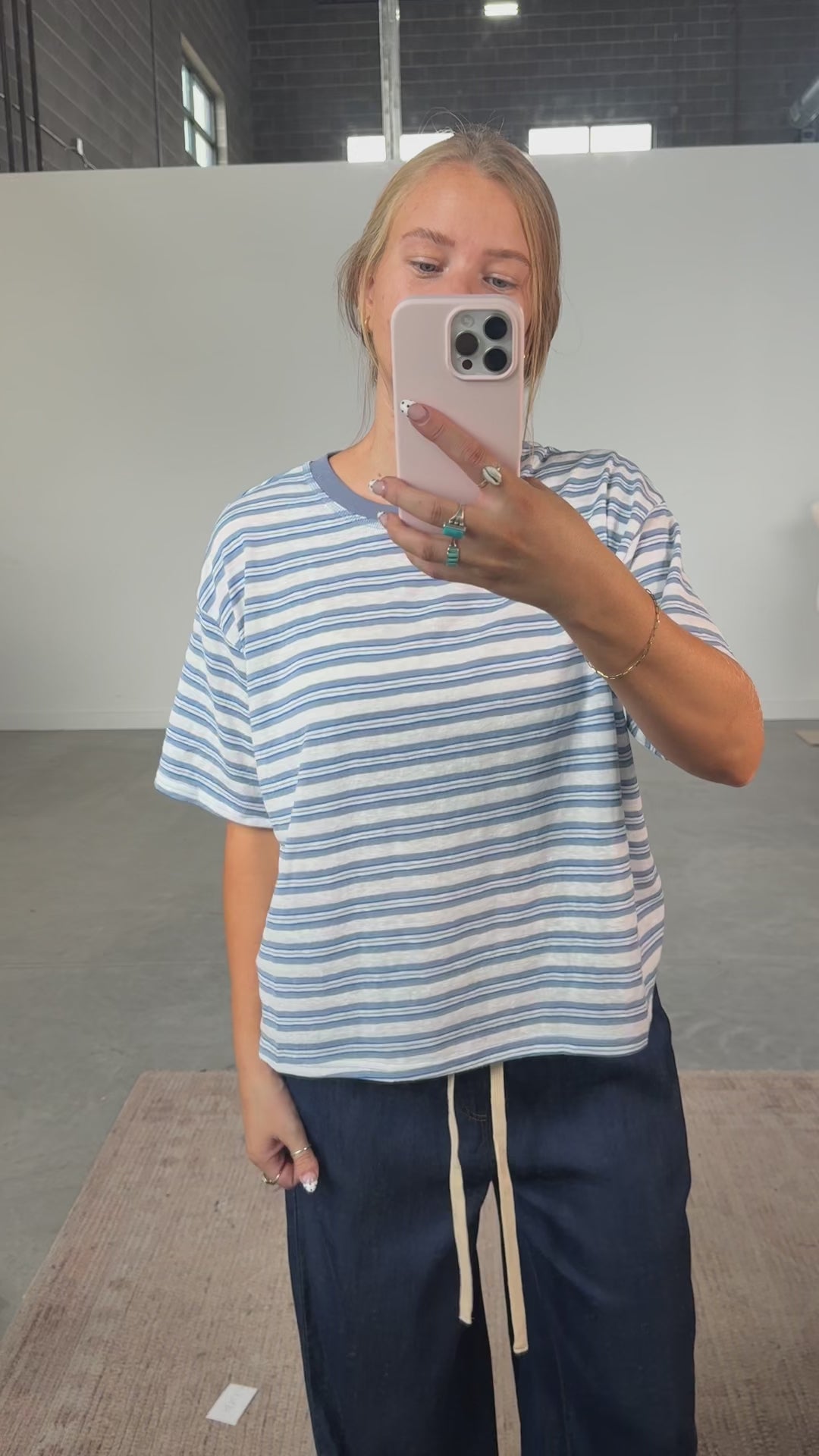 Dusty Blue Stripe Tee