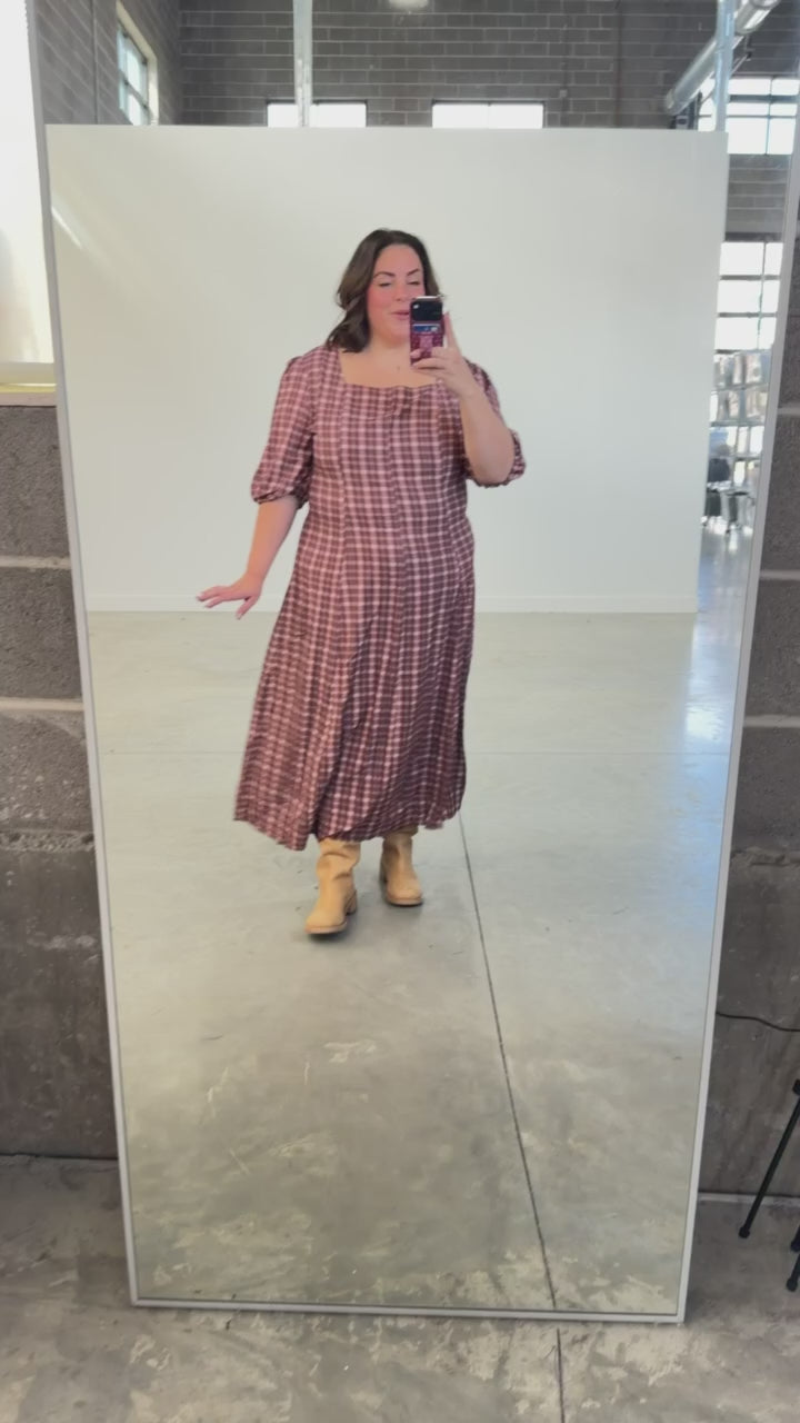 Bria Plaid Midi in Marsala