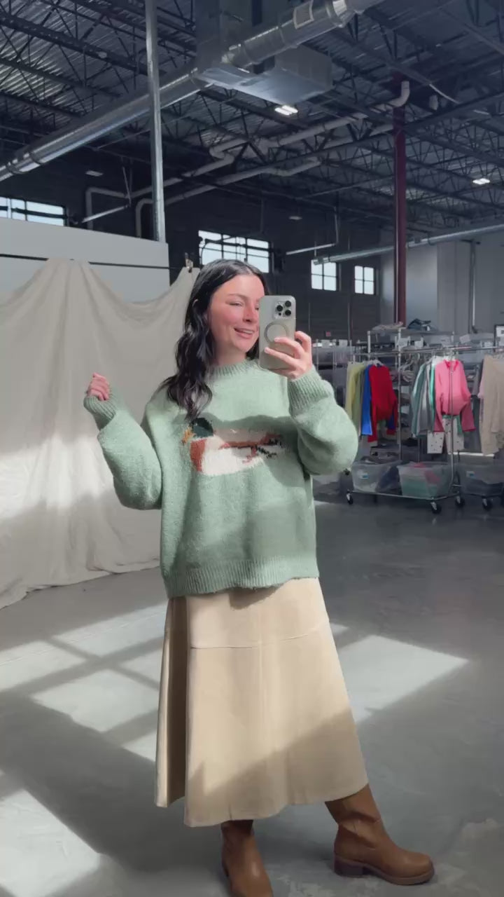 Duck Knit Sweater in Sage