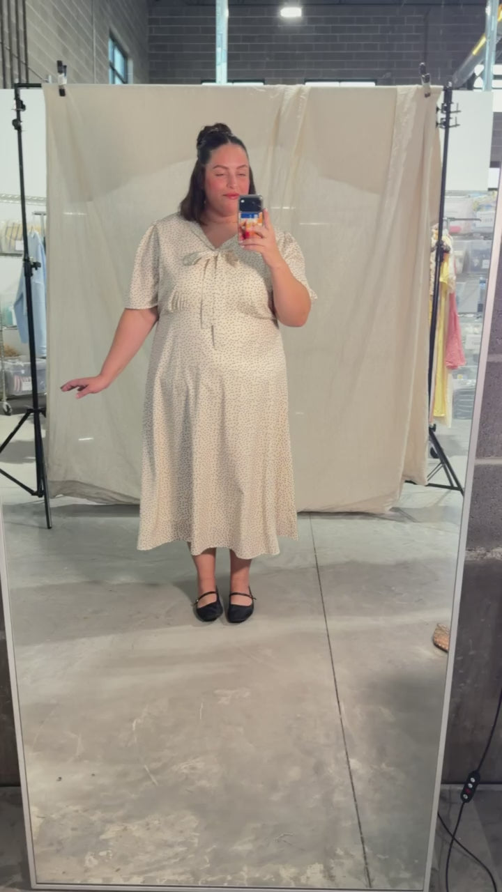 Polka Dot Midi Dress in Cream/Black