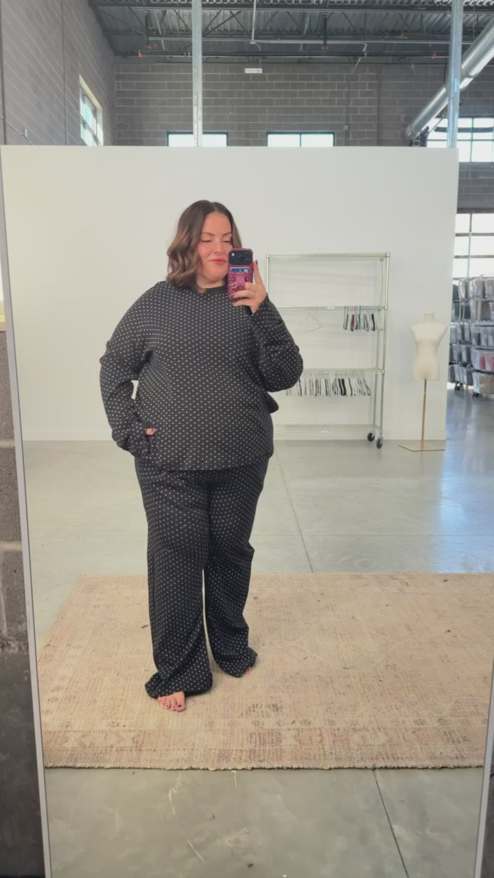 Blaire Polka Dot Pointelle Pants in Black