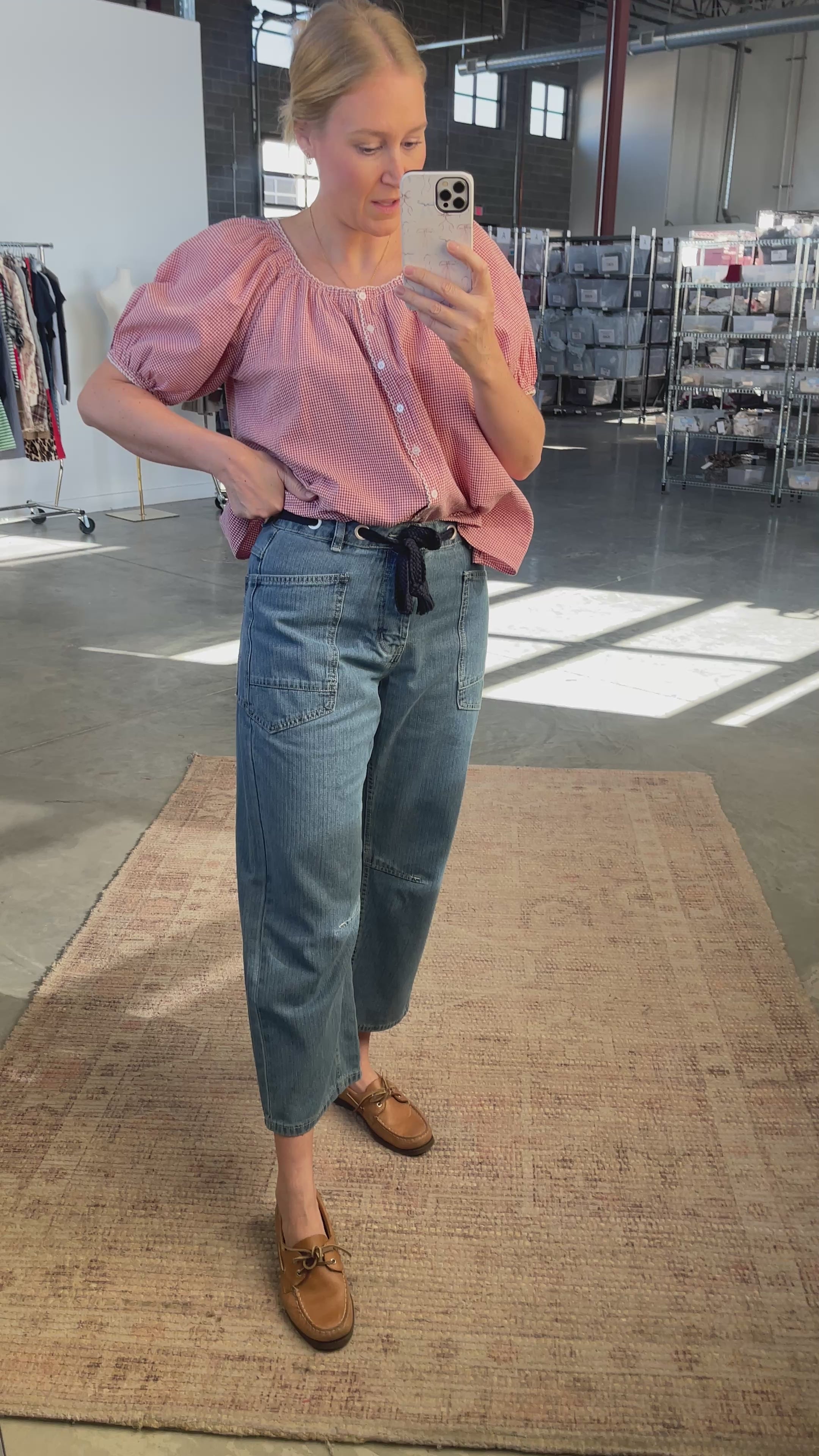 Joey Barrel Jeans in Medium Stripe