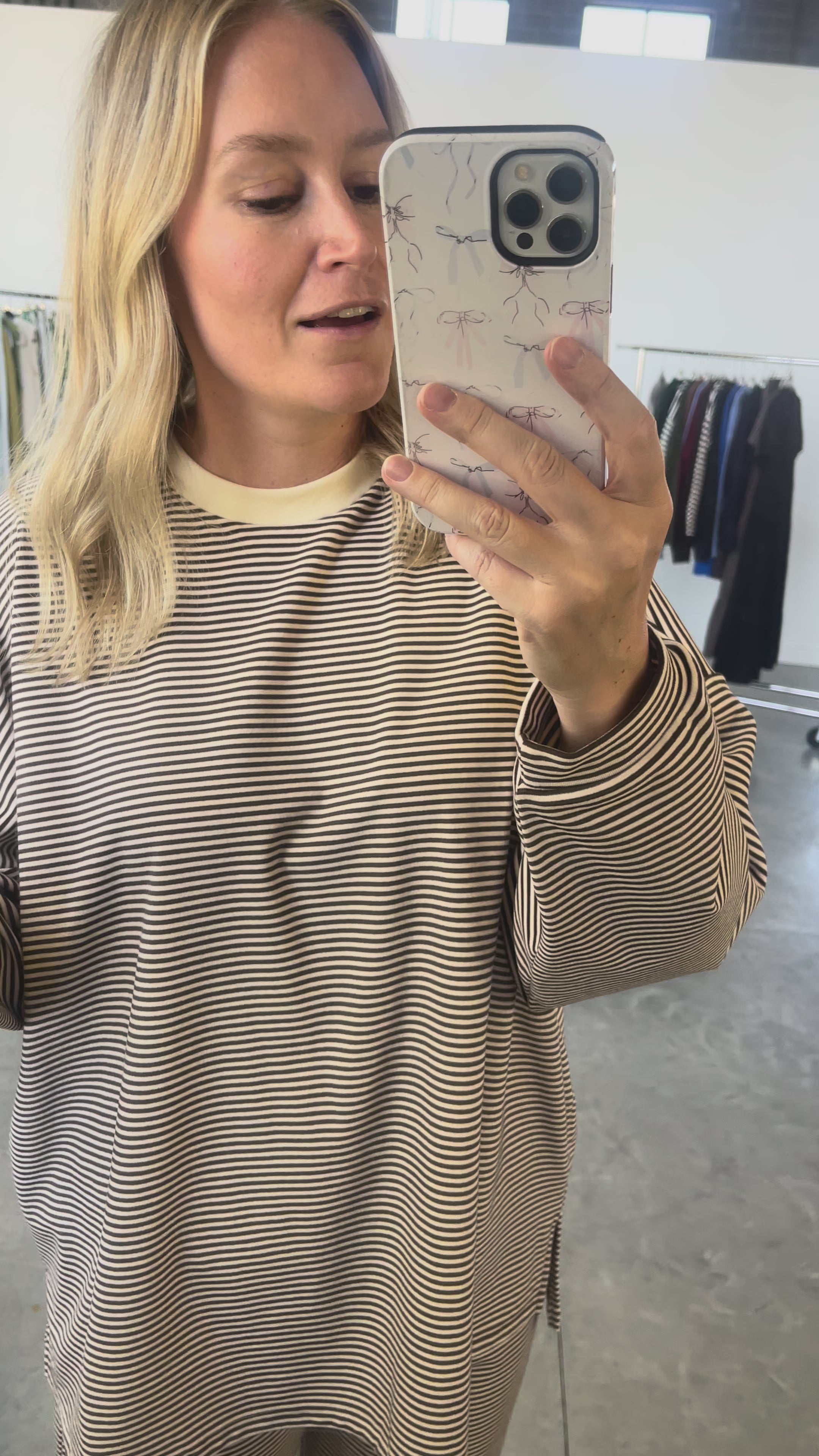 Porter Fleece Stripe Top in Lavender
