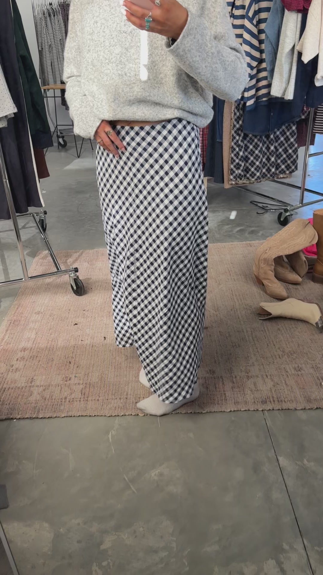 Lyla Gingham Maxi in Navy