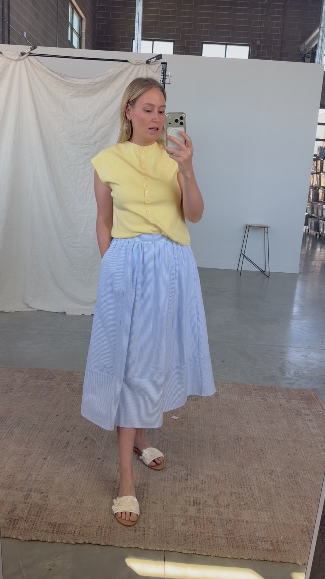 Sandie Pinstripe Skirt in Blue