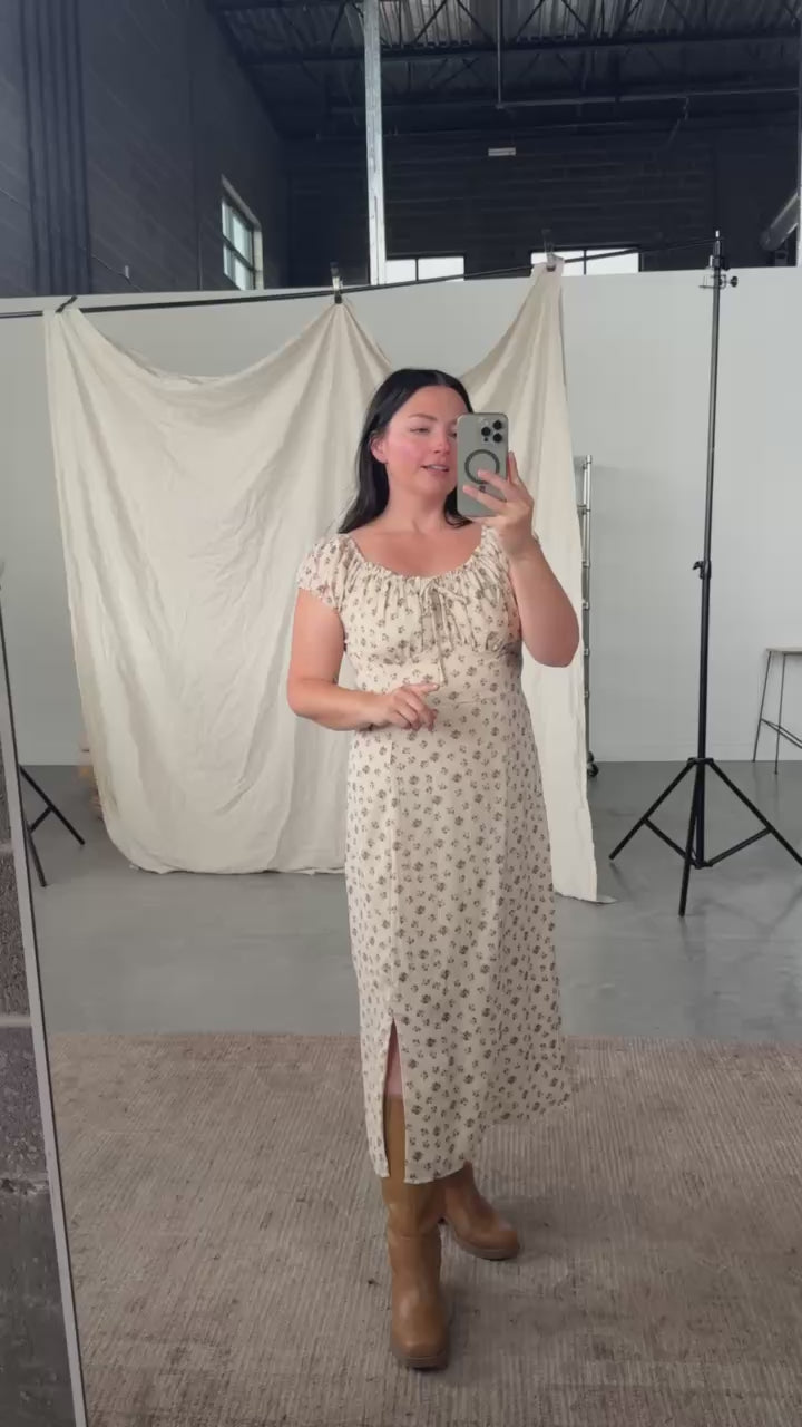 Sweet Dreams Floral Dress in Oatmeal