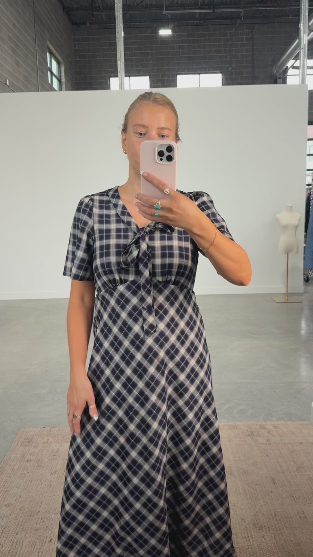 Highland Honey Plaid Midi Dress