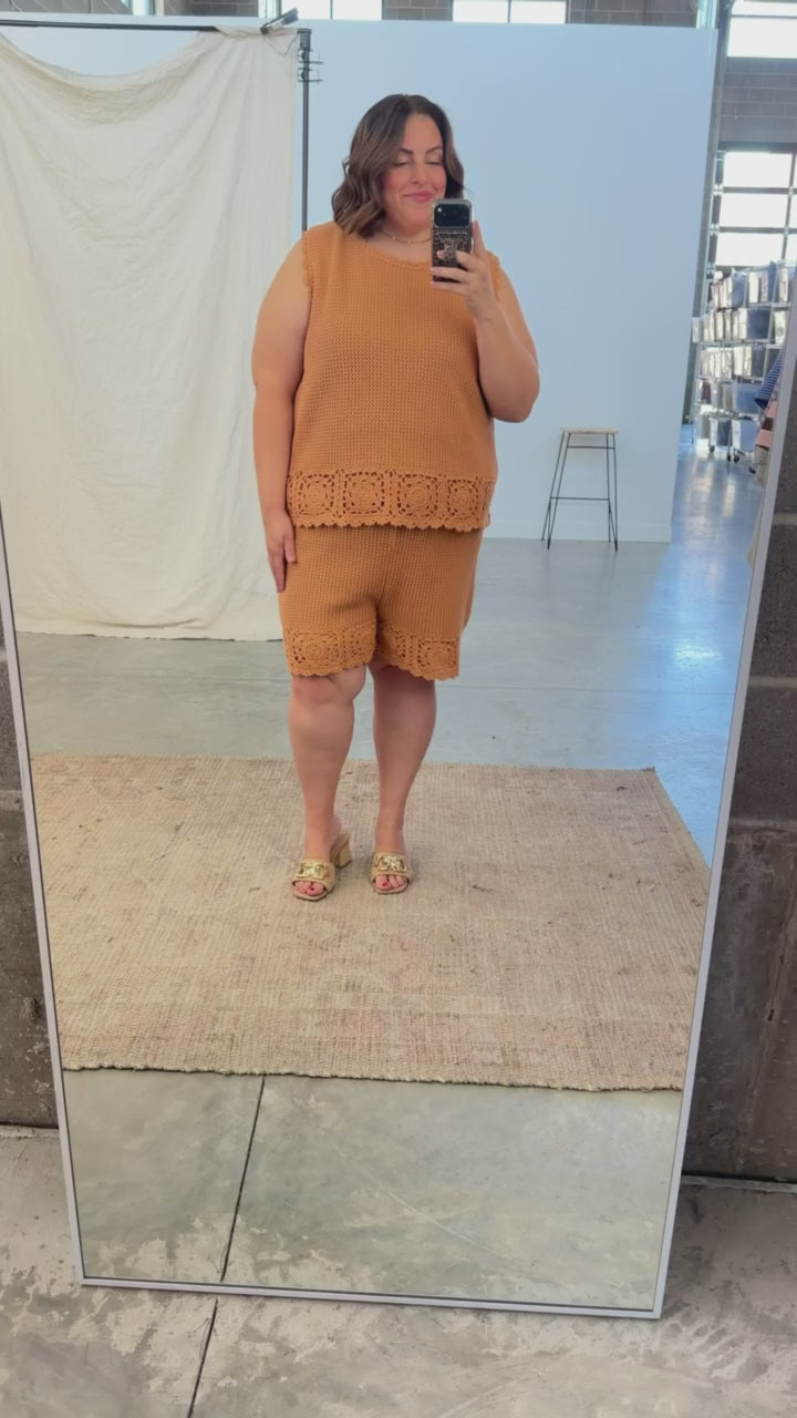 Tera Crochet Shorts in Dusty Apricot