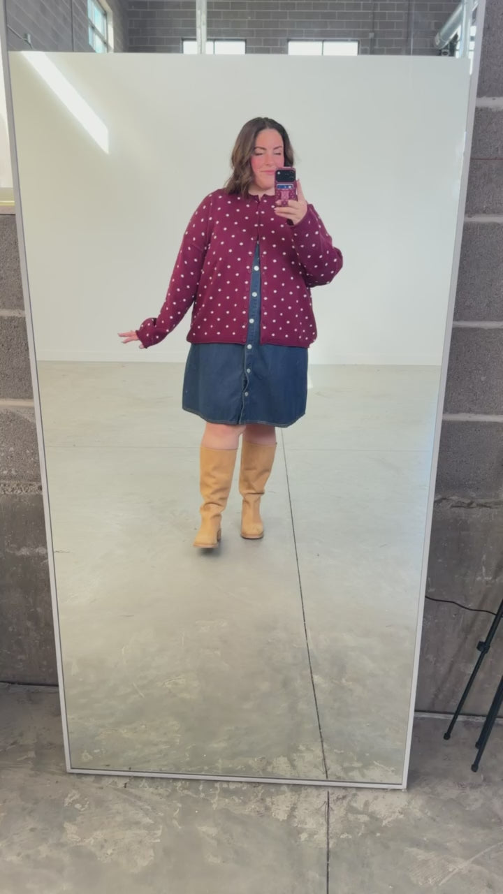 Mae Polka Dot Cardigan in Navy