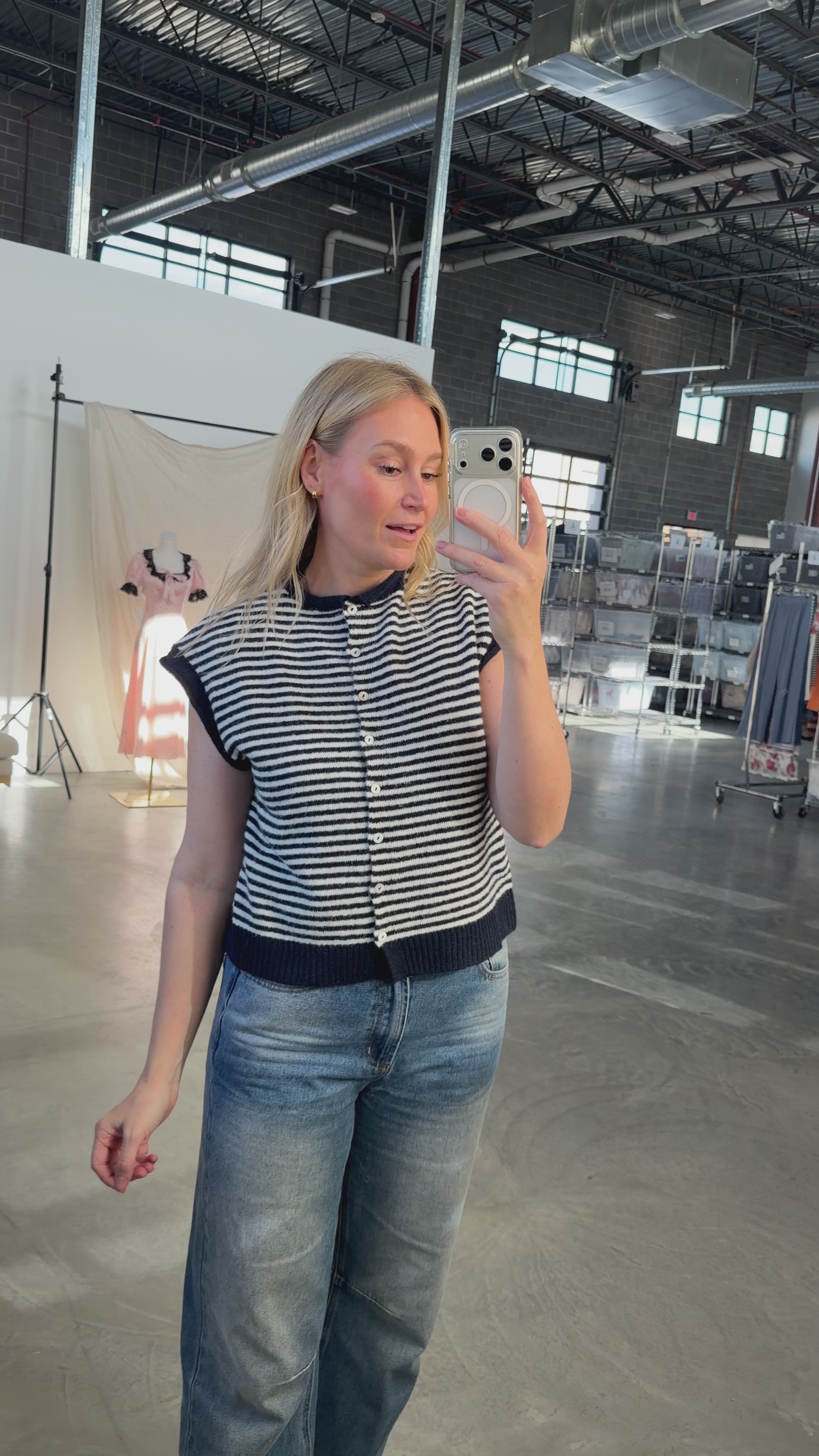 FINAL SALE - Piper Short Sleeve Cardigan in Stripes