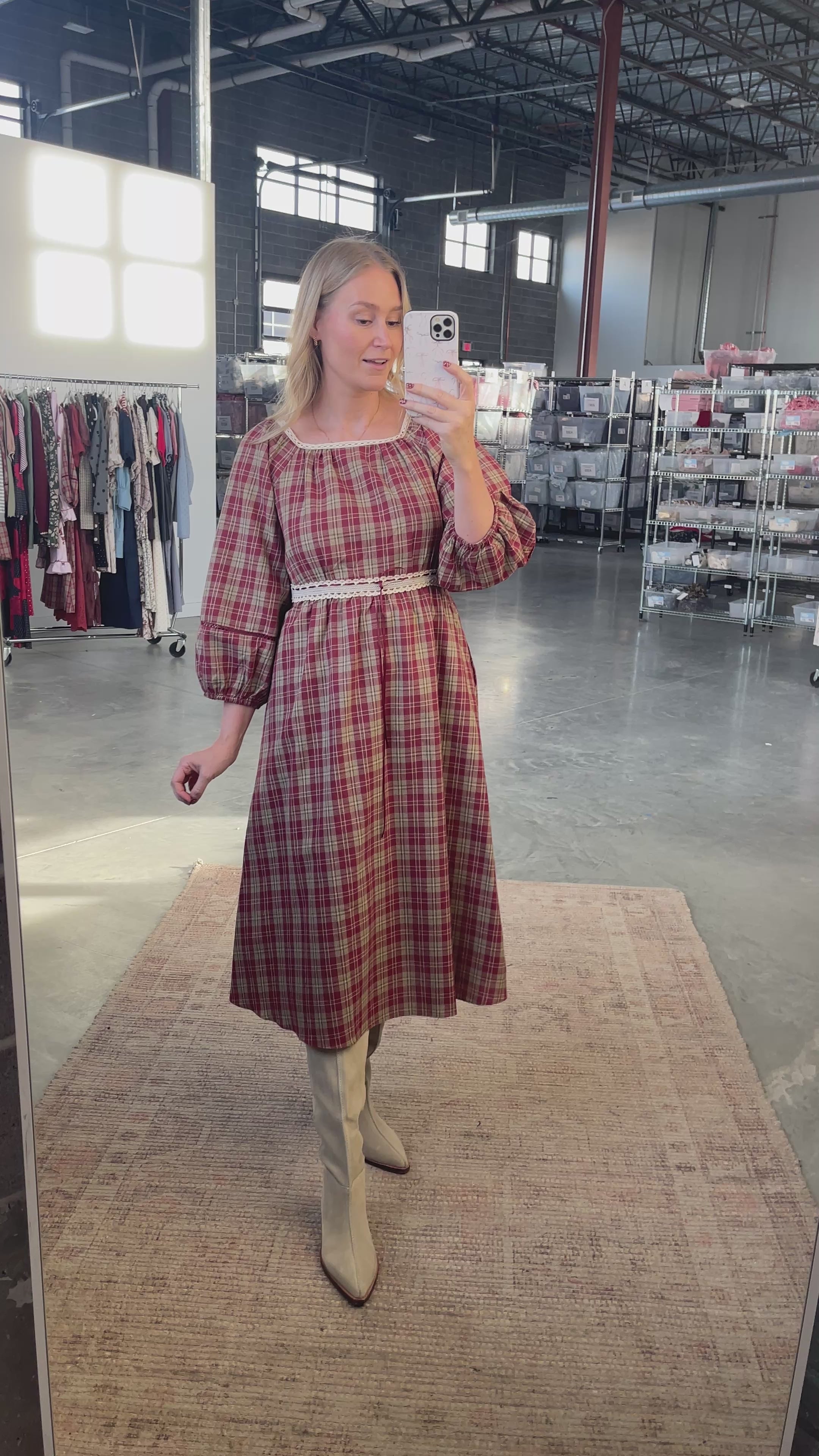 Madison Plaid Midi in Red