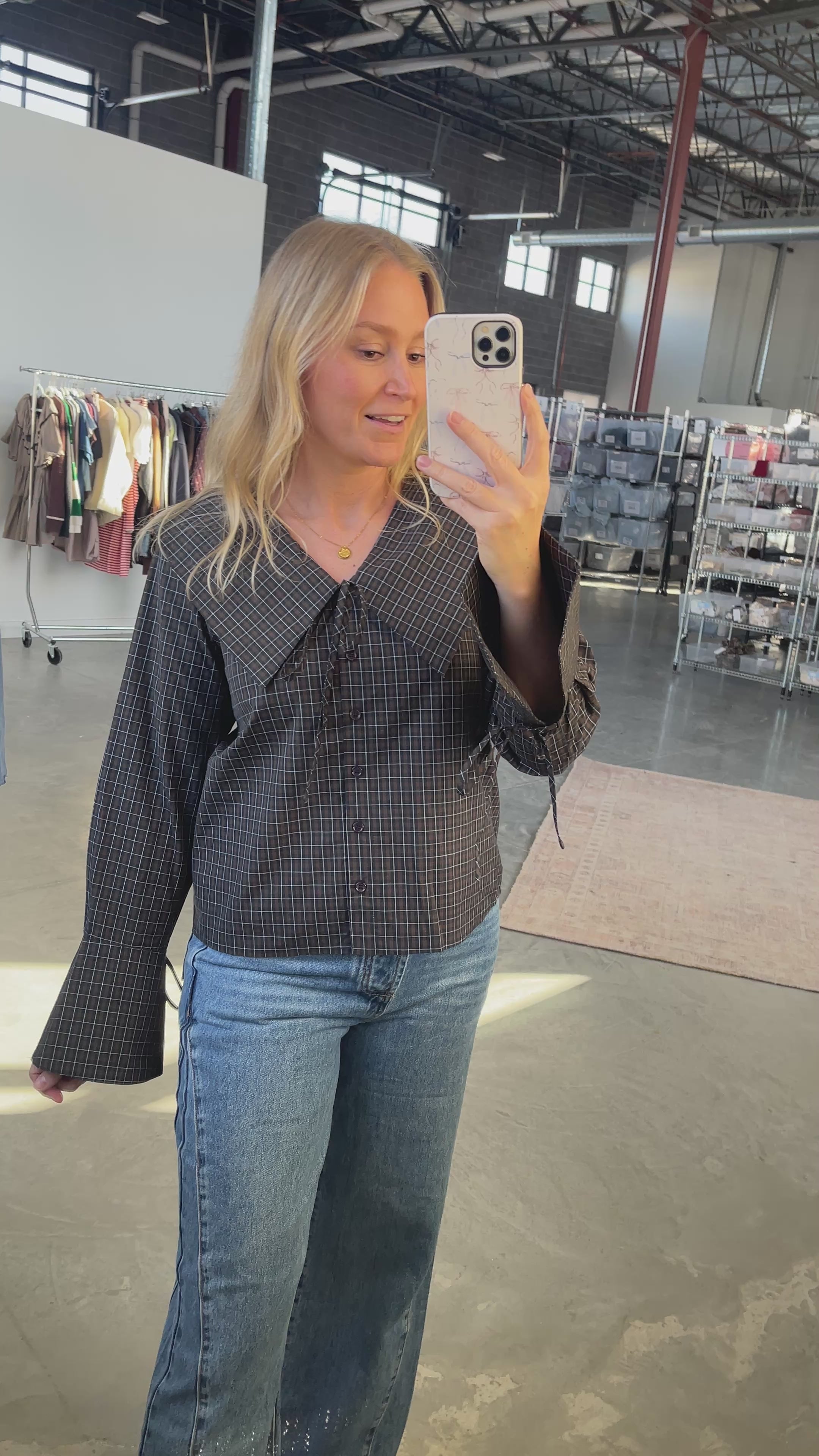 Mara Checkered Top in Midnight