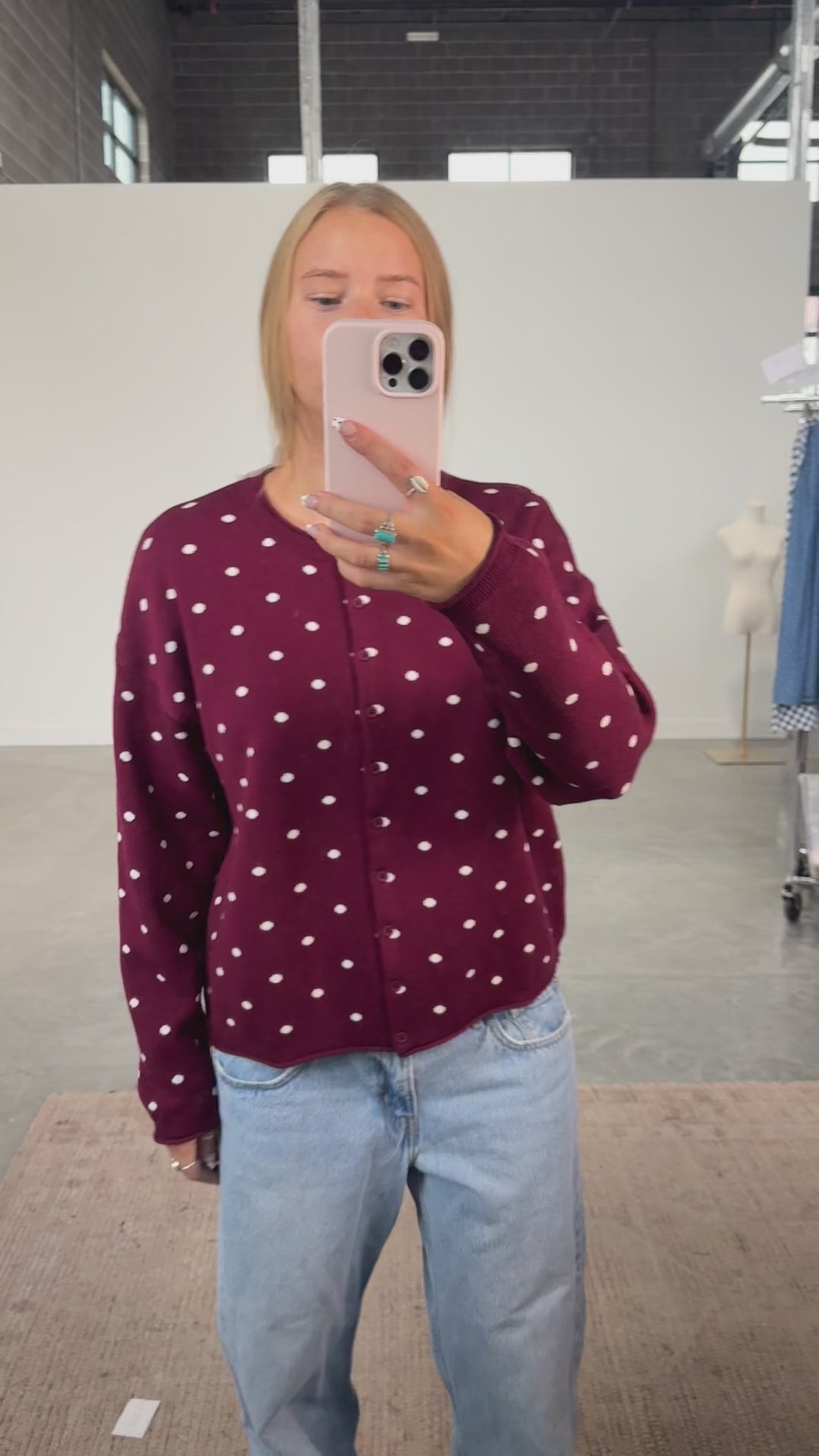Mae Polka Dot Cardigan in Navy