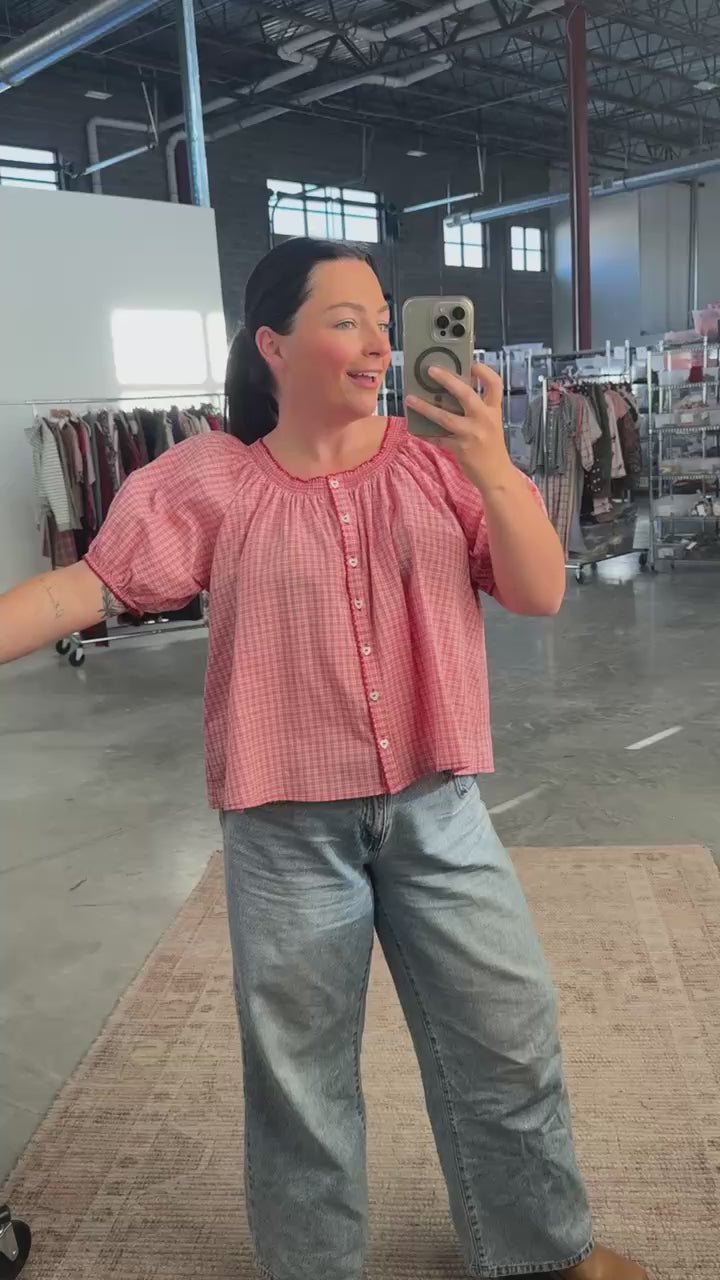Bree Plaid Blouse in Red