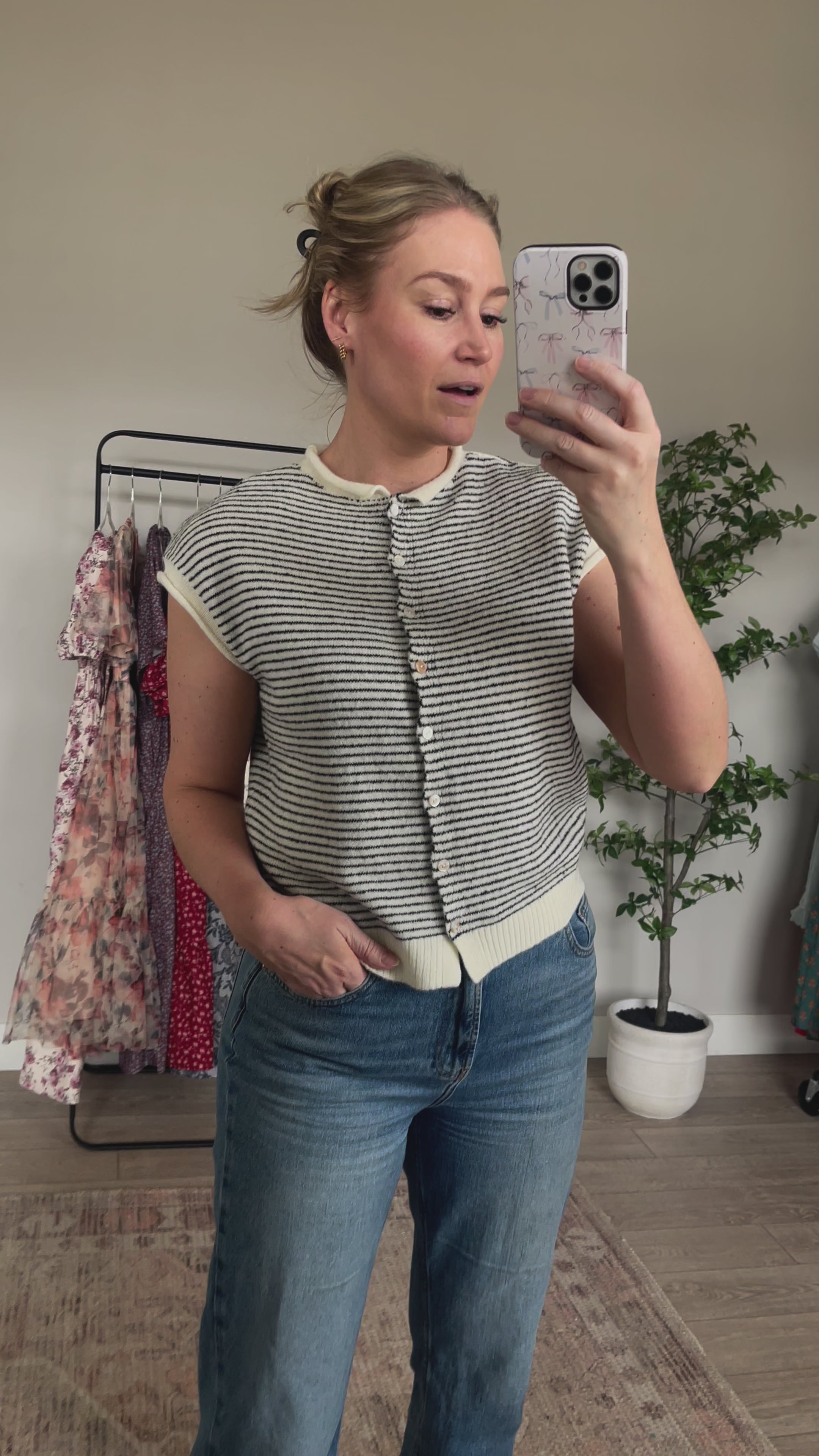 FINAL SALE - Piper Short Sleeve Cardigan in Stripes