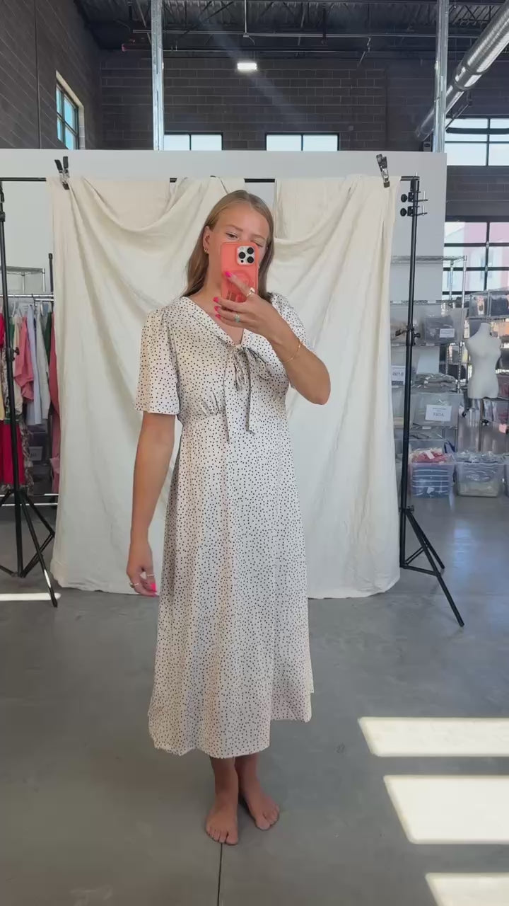 Polka Dot Midi Dress in Cream/Black