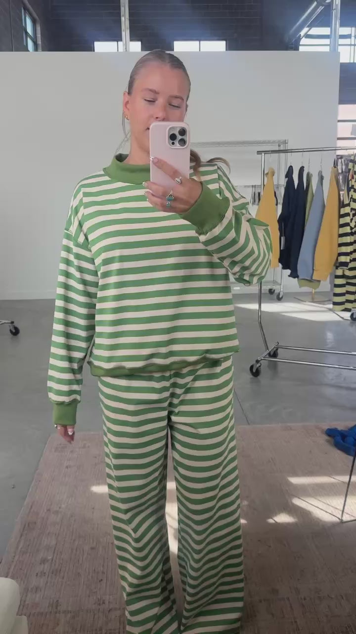 Bennett Stripe Mock Neck Pullover in Blue