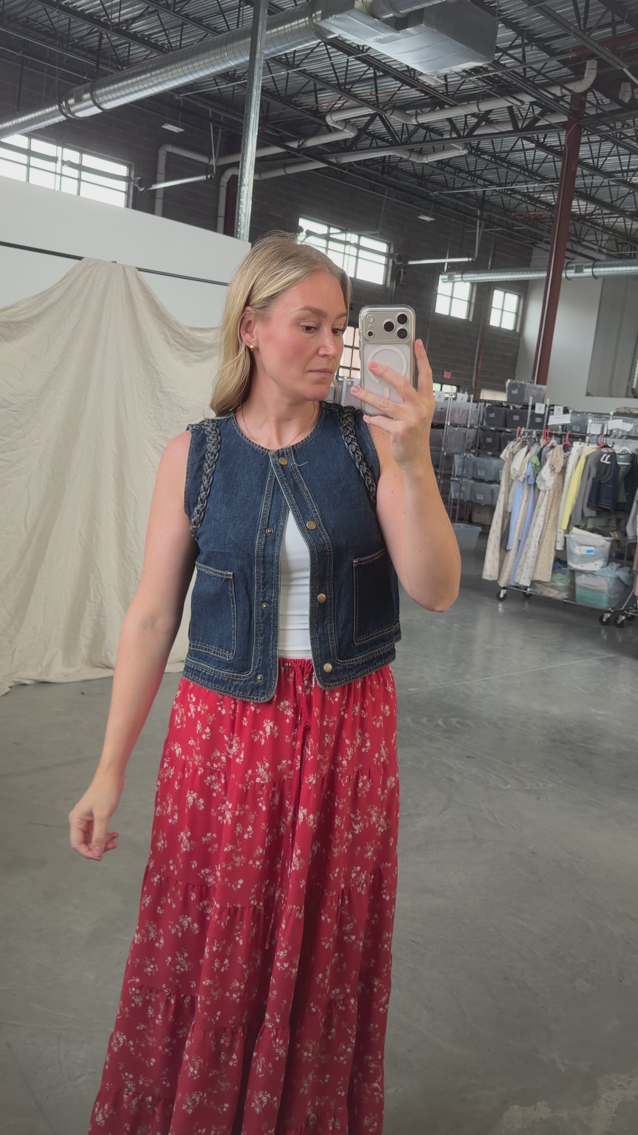 Mesa Braided Denim Vest in Dark Wash